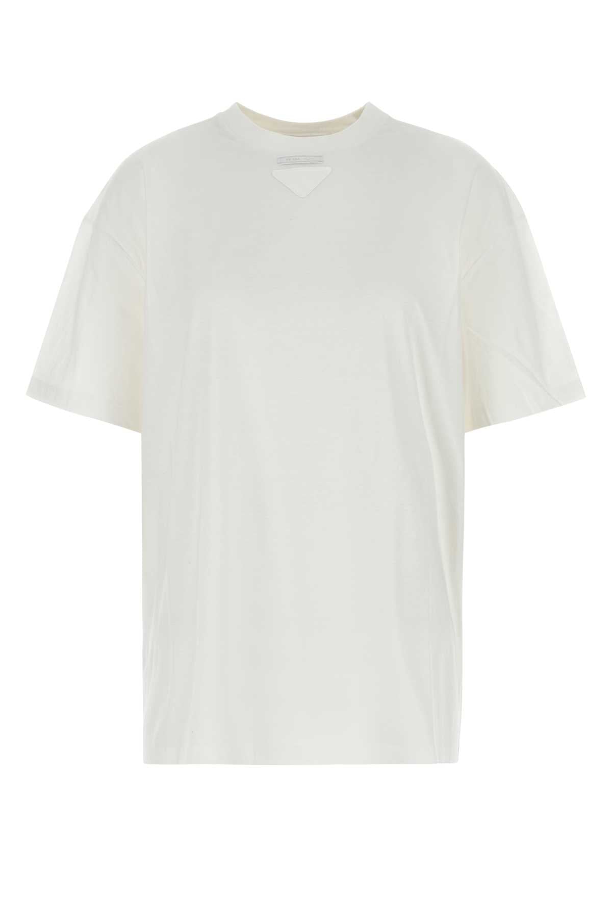 Prada Women White Cotton Oversize T-Shirt PRADA