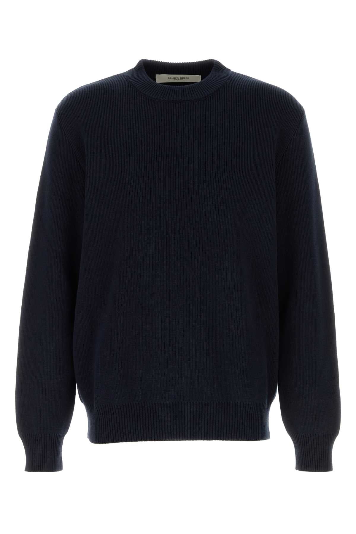 Golden Goose Deluxe Brand Men Dark Blue Stretch Cotton Blend Sweater GOLDEN GOOSE