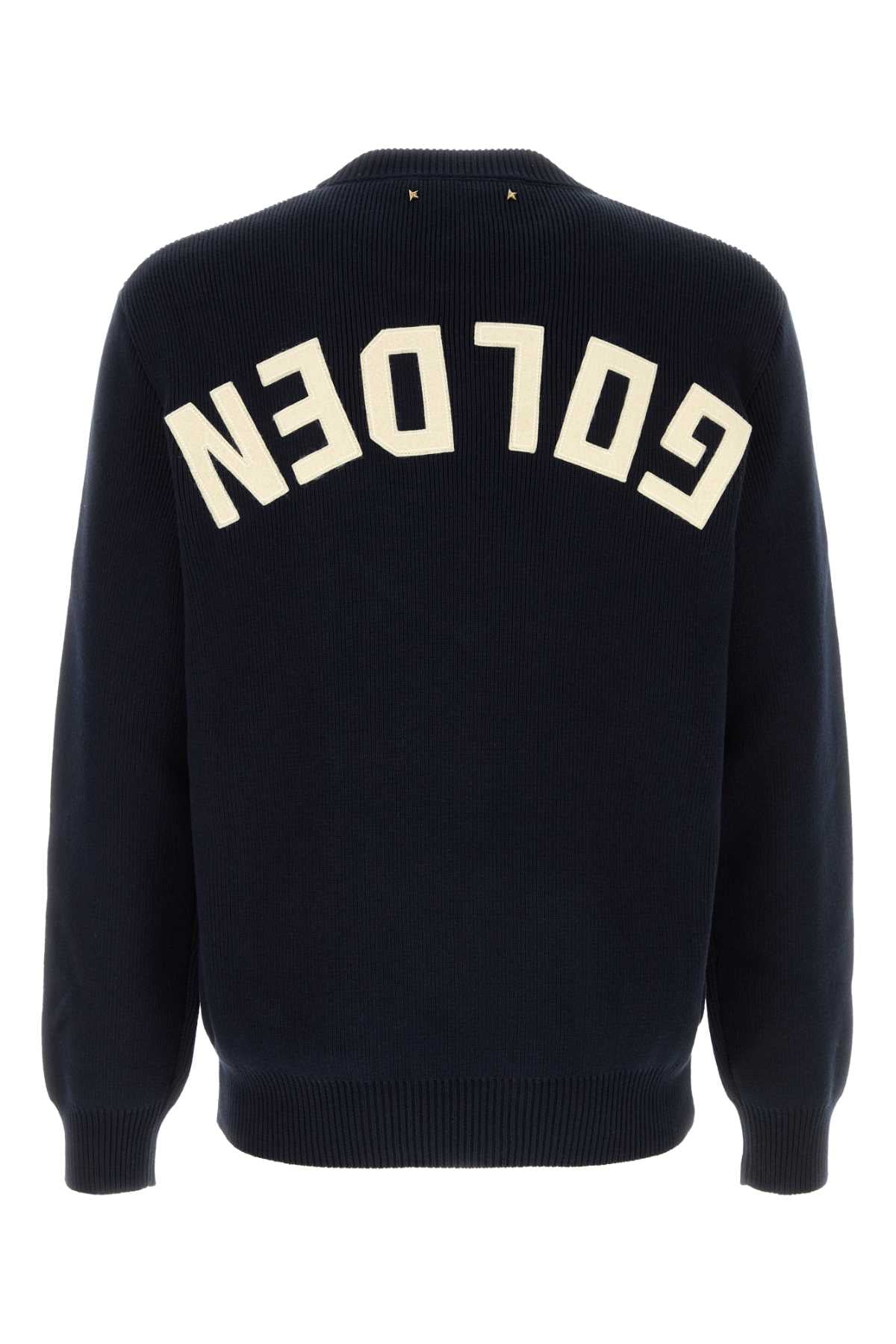 Golden Goose Deluxe Brand Men Dark Blue Stretch Cotton Blend Sweater GOLDEN GOOSE
