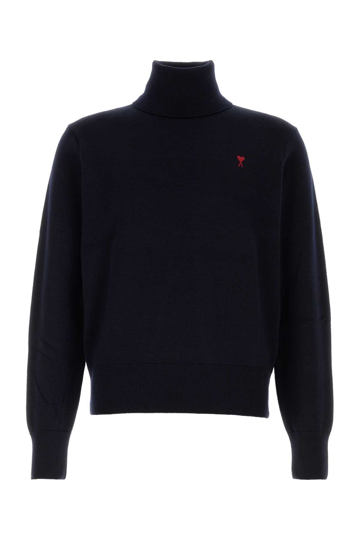 Ami Men Midnight Blue Wool Sweater AMI PARIS