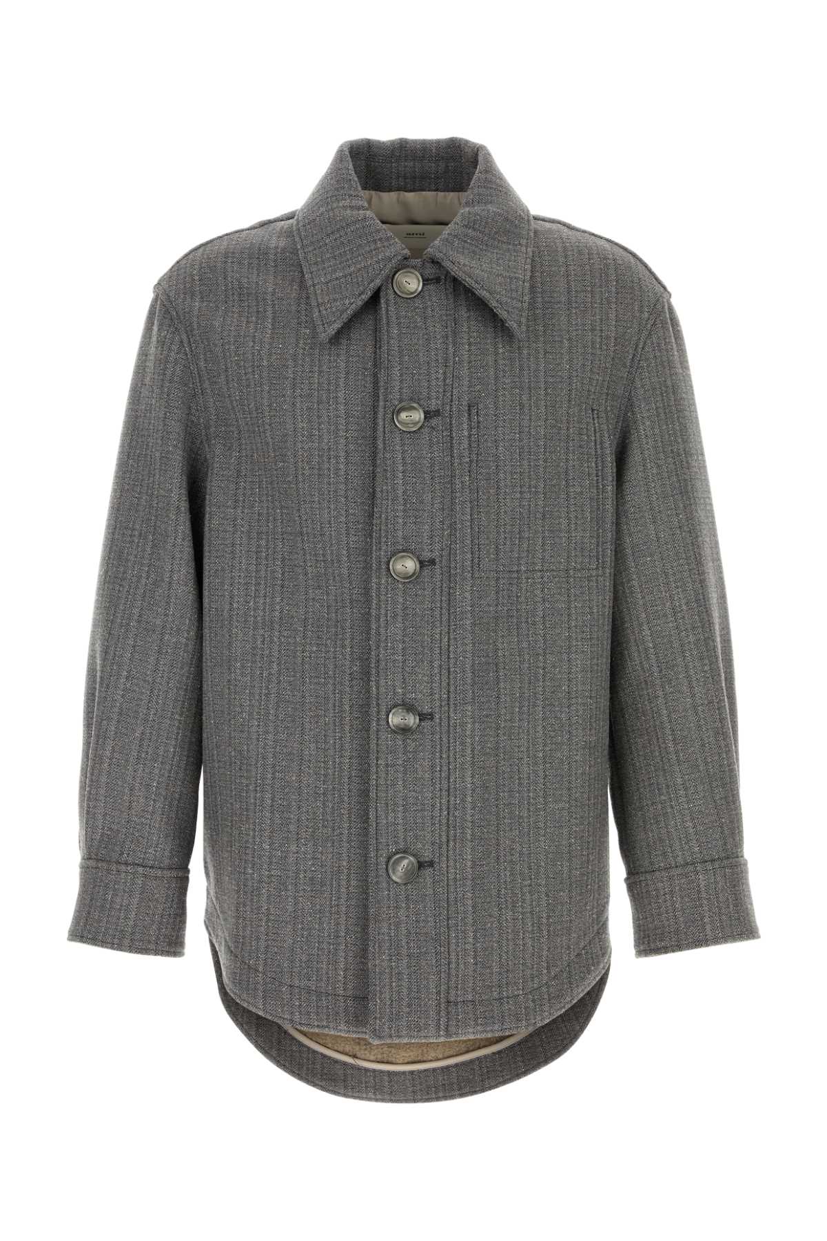 Ami Men Grey Wool Blend Overcoat AMI PARIS