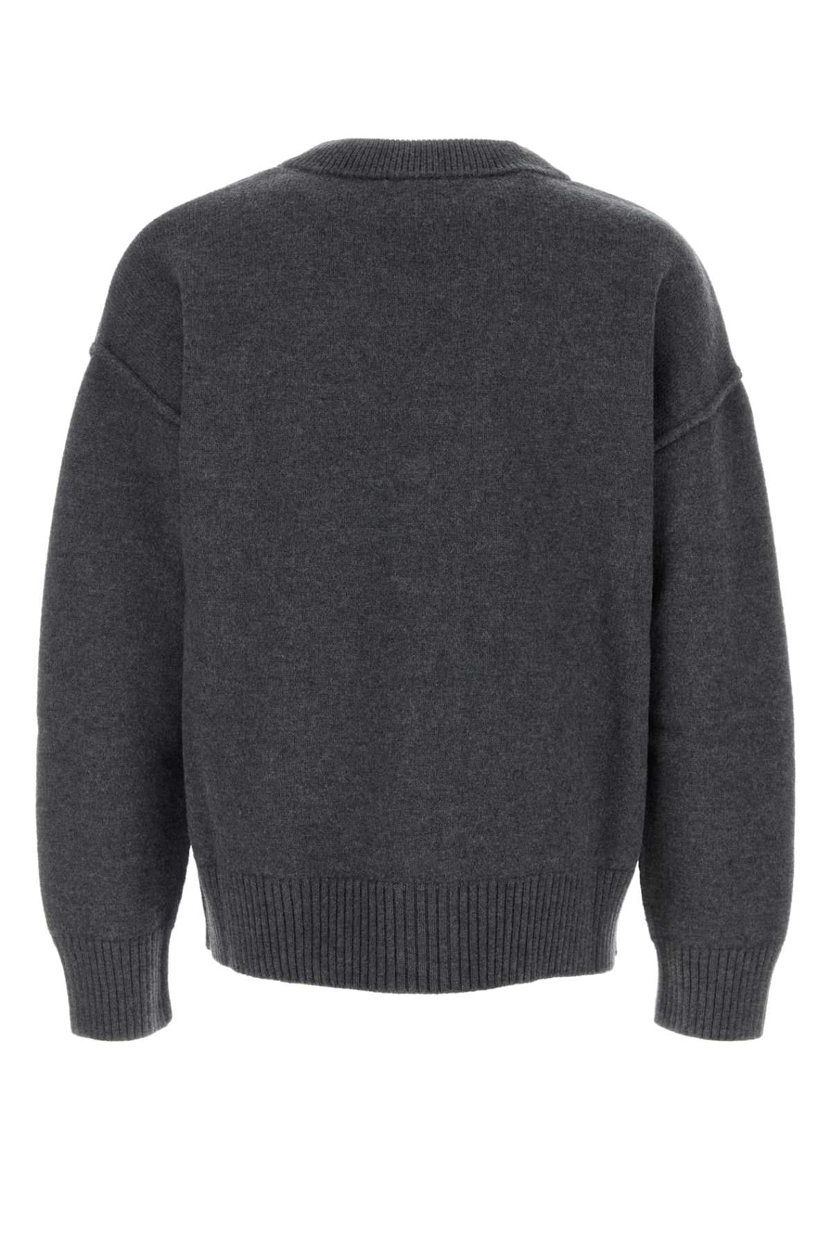 Ami Men Dark Grey Wool Cardigan AMI PARIS