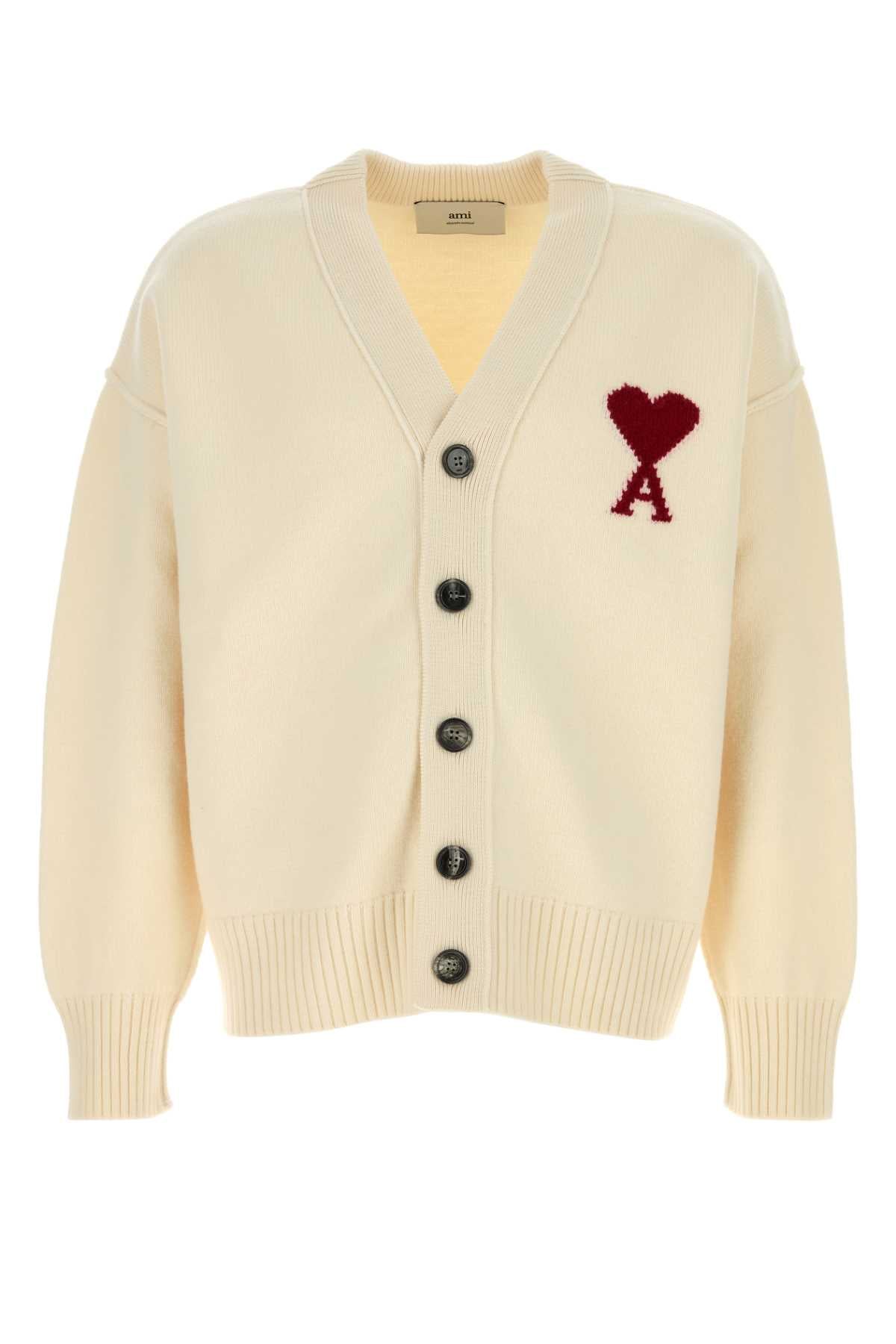Ami Men Ivory Wool Cardigan AMI PARIS