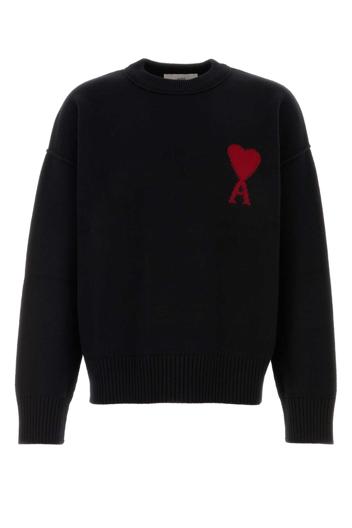 Ami Men Black Wool Sweater AMI PARIS
