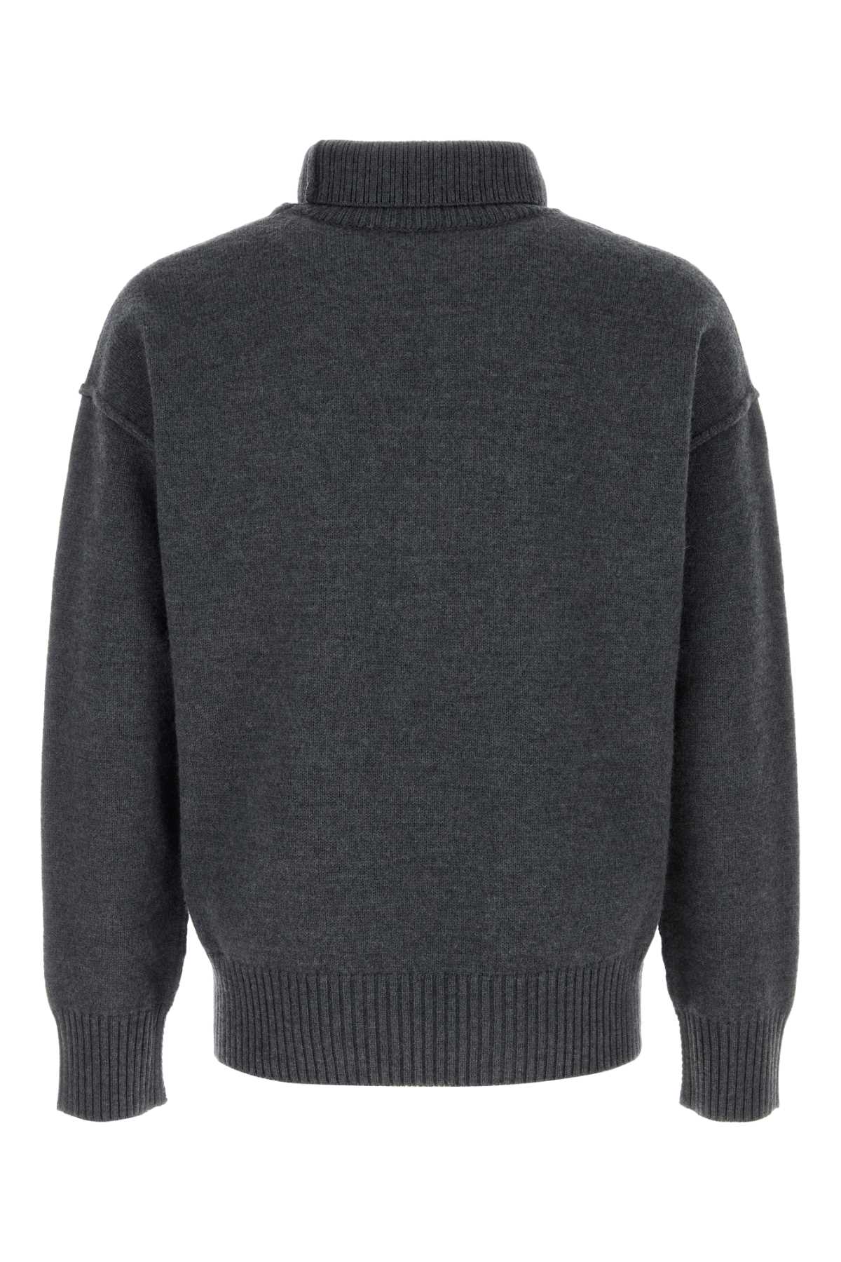 Ami Men Dark Grey Wool Sweater AMI PARIS