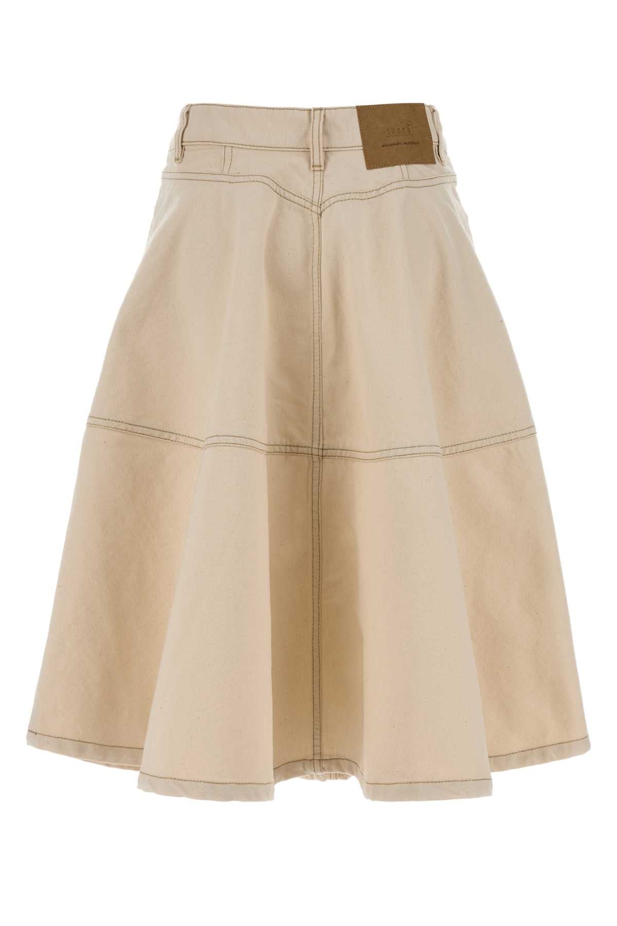 Ami Women Melange Ivory Denim Skirt AMI PARIS