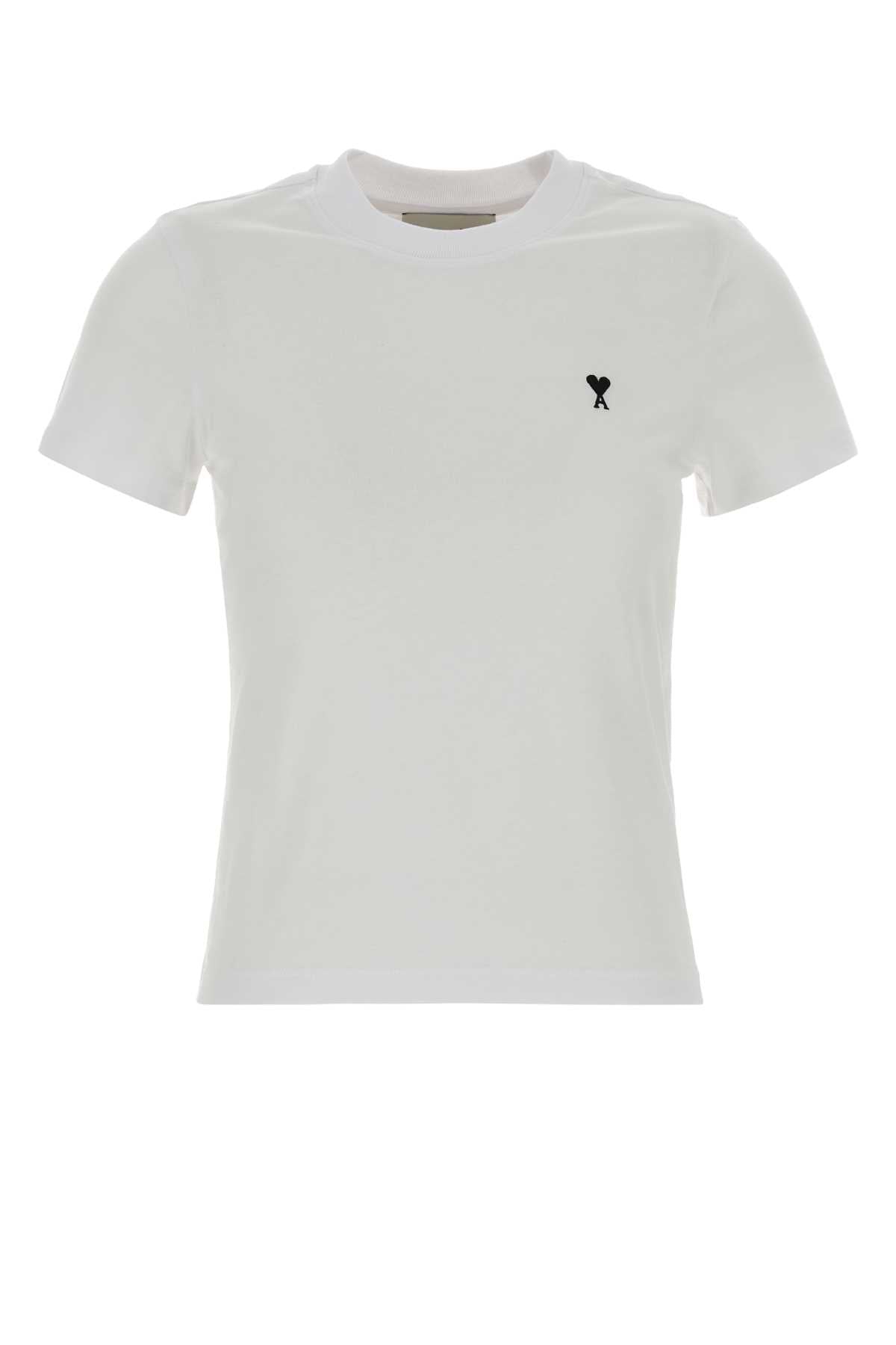 Ami Women White Cotton T-Shirt AMI PARIS