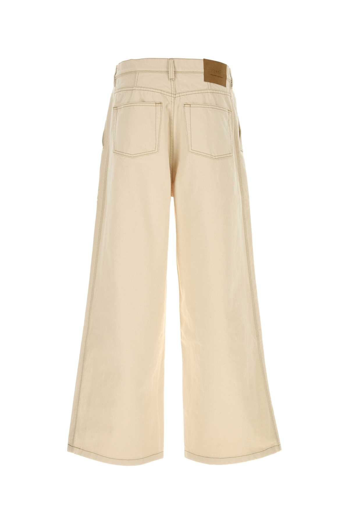 Ami Men Ivory Denim Wide-Leg Jeans AMI PARIS