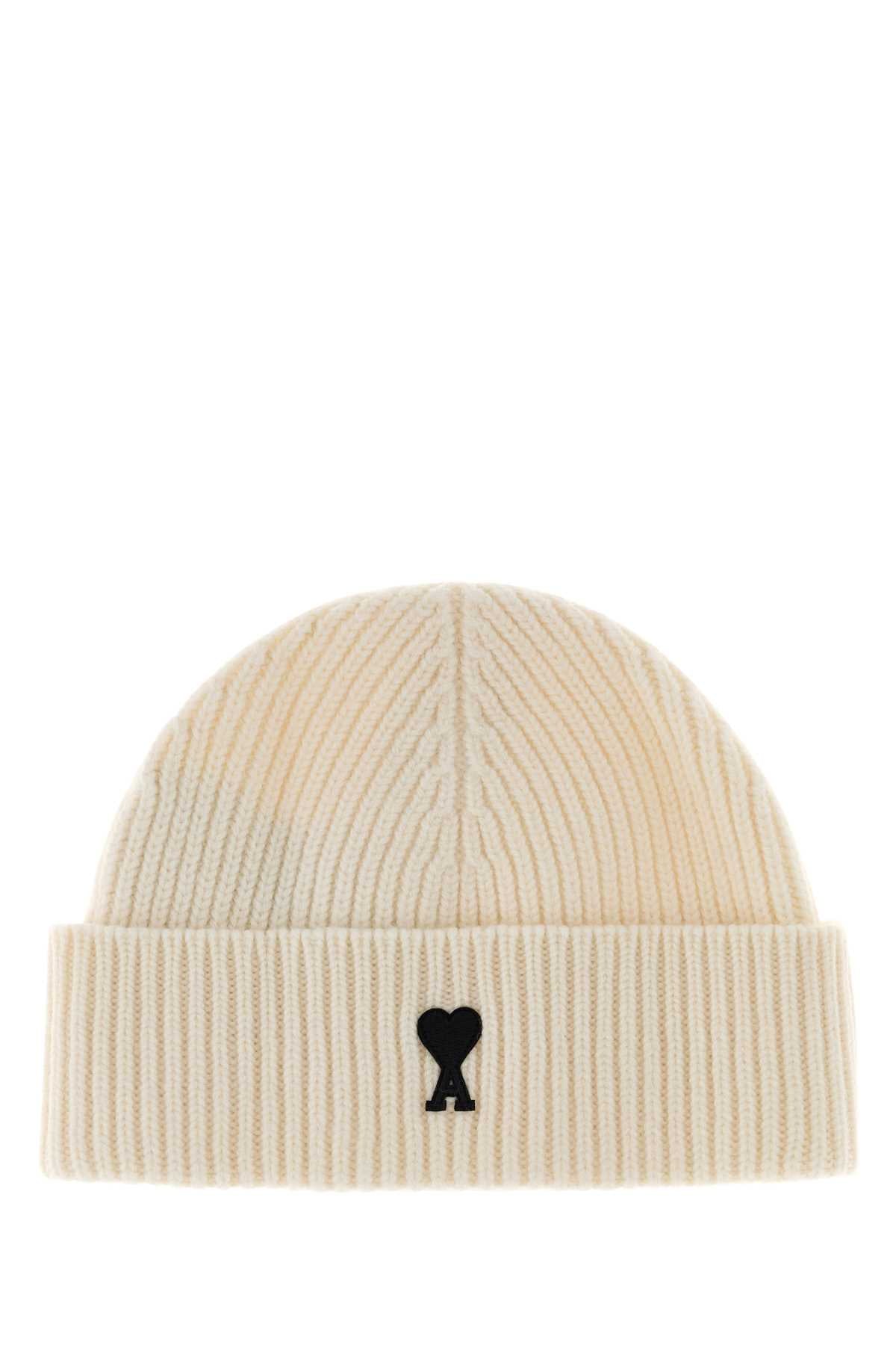 Ami Men Ivory Wool Beanie AMI PARIS