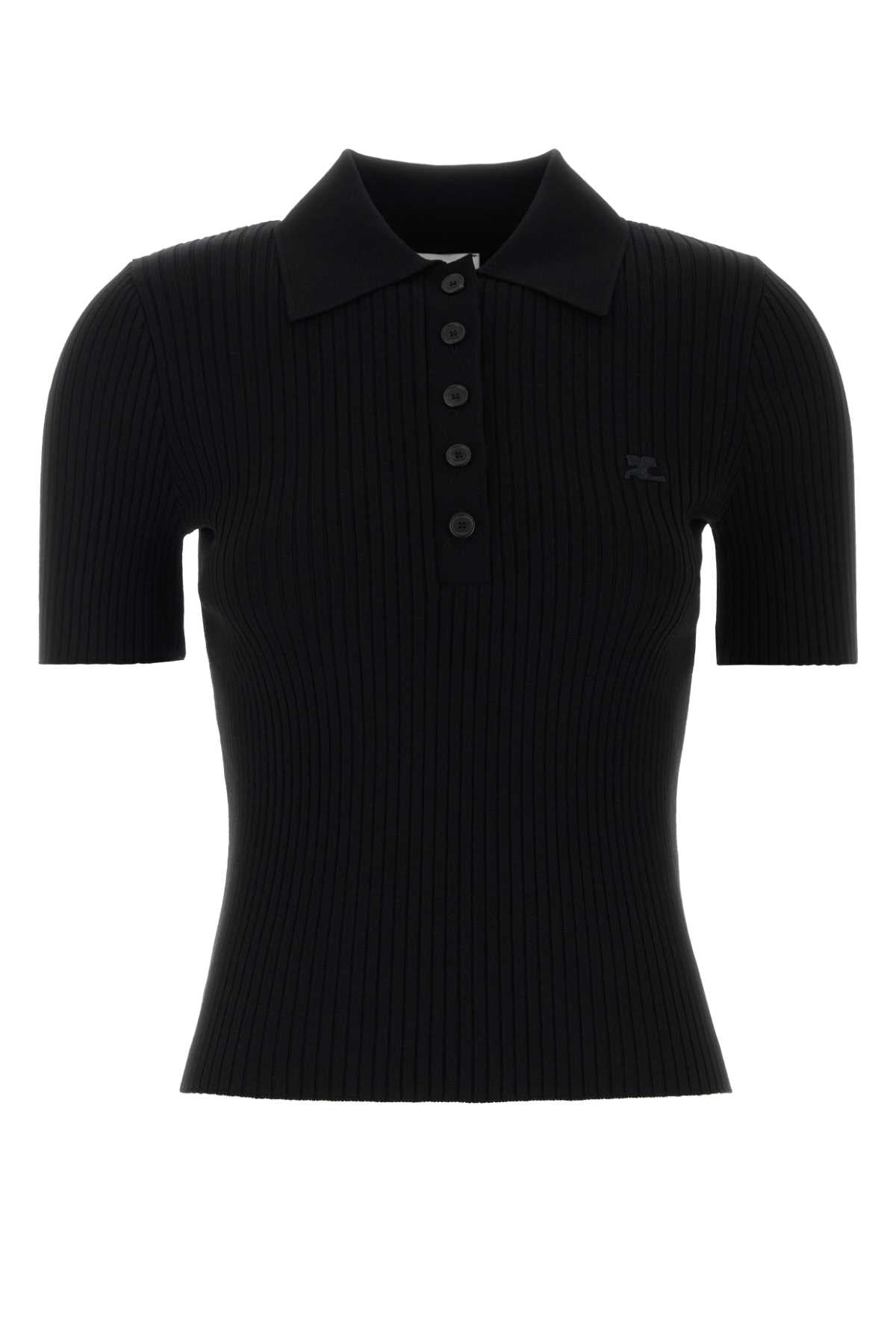 Courreges Women Black Viscose Blend Polo Shirt COURREGES