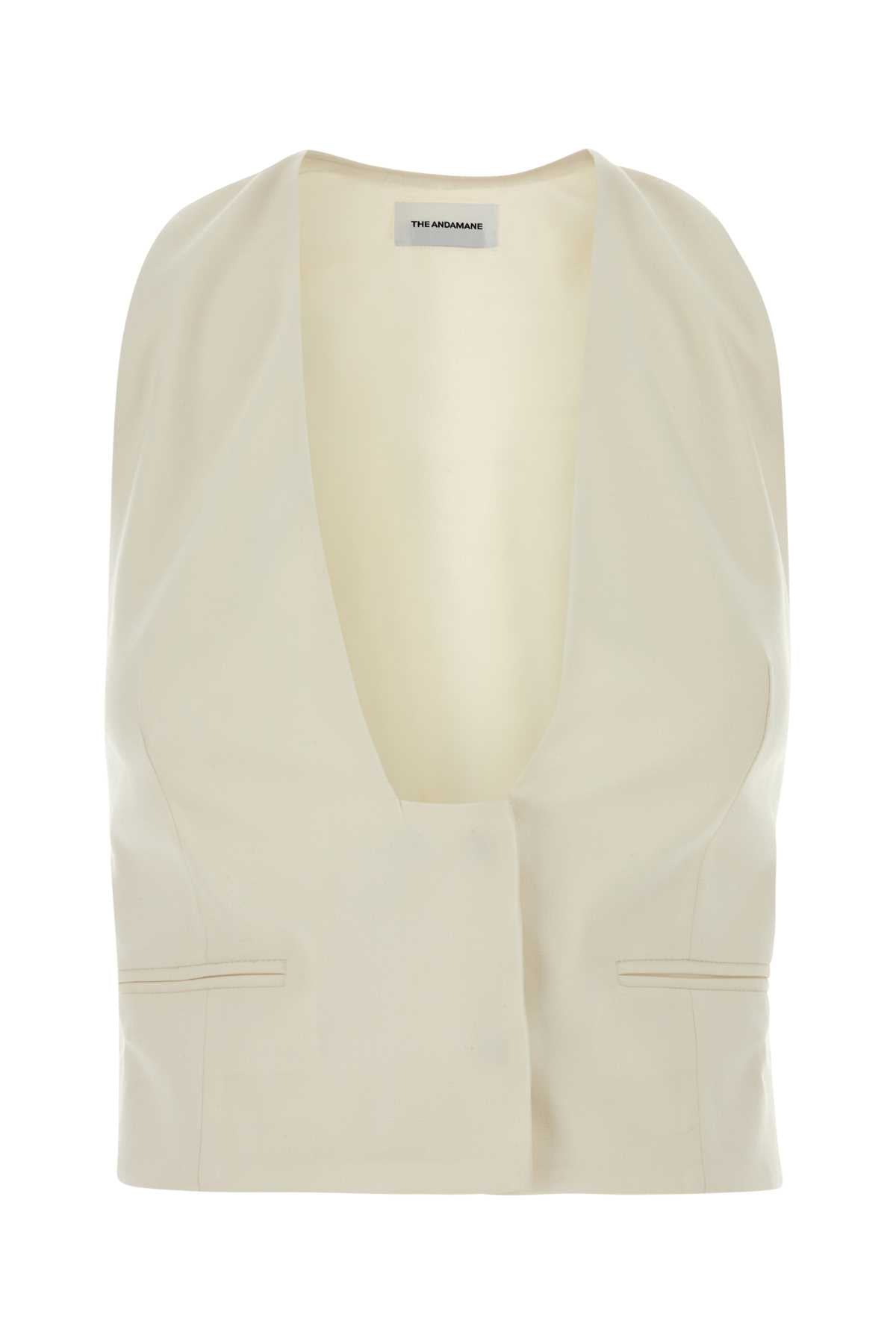 The Andamane Women Ivory Stretch Gabardine Vest THE ANDAMANE