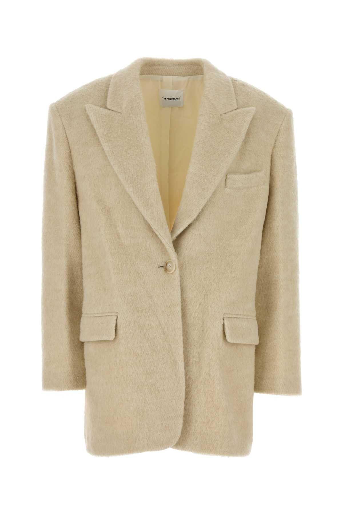 The Andamane Women Sand Acrylic Blend Coat THE ANDAMANE