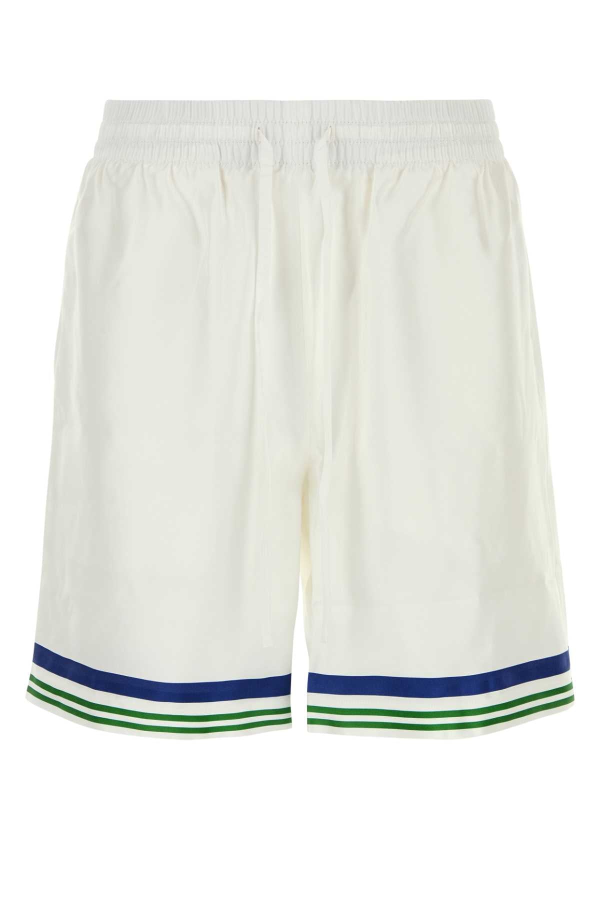 Casablanca Men White Satin Bermuda Shorts CASABLANCA