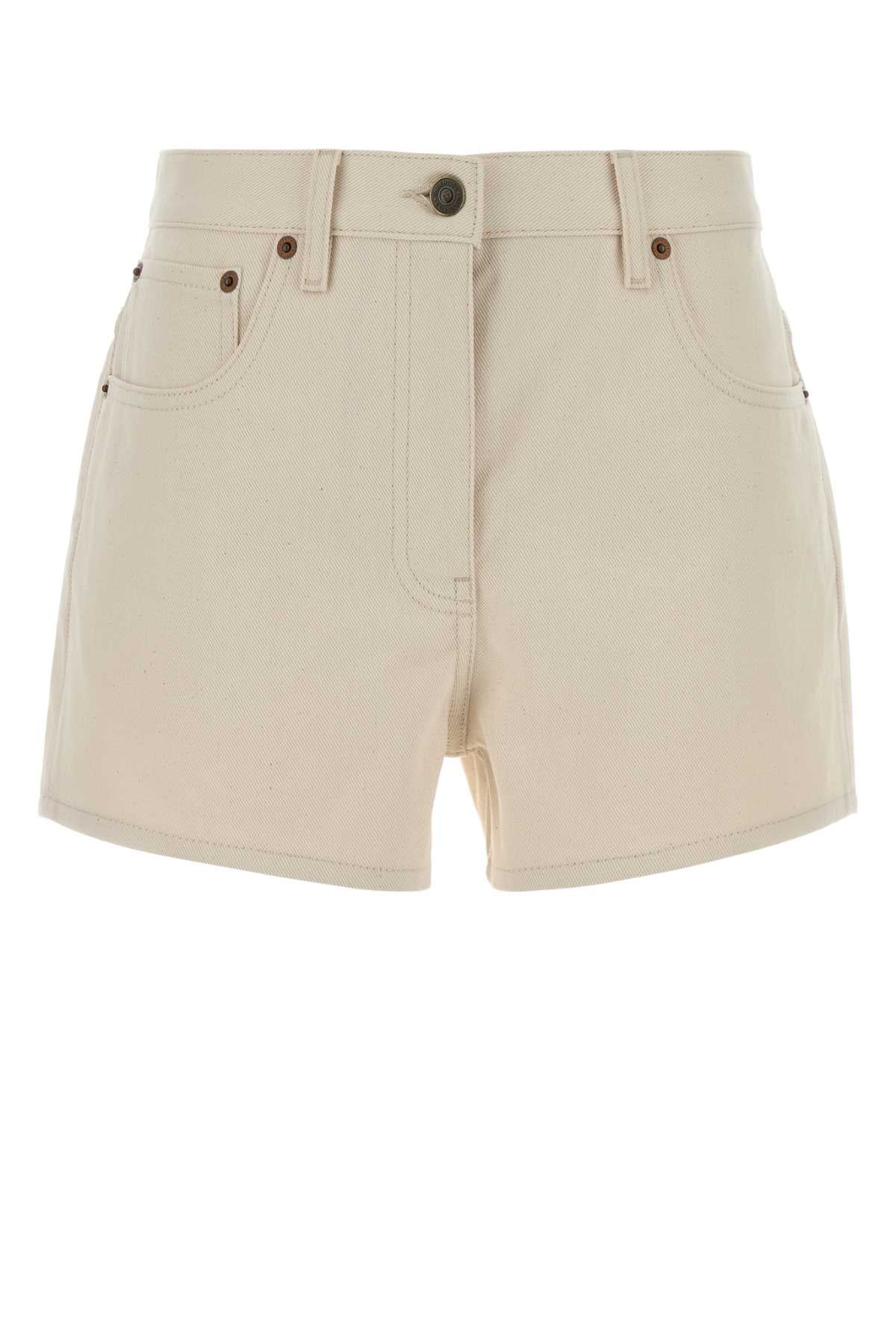 Valentino Garavani Women Ivory Denim Shorts VALENTINO GARAVANI