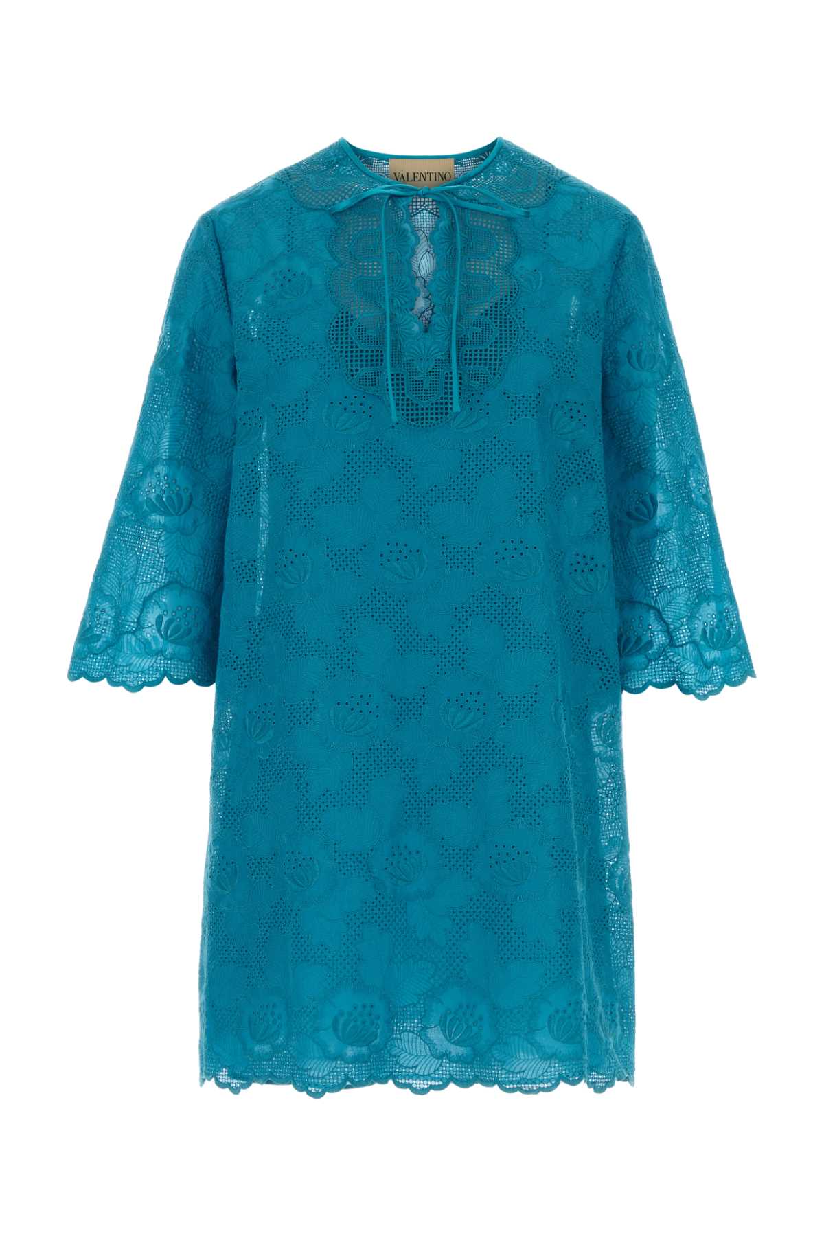 Valentino Garavani Women Turquoise Broderie Anglaise Dress VALENTINO GARAVANI