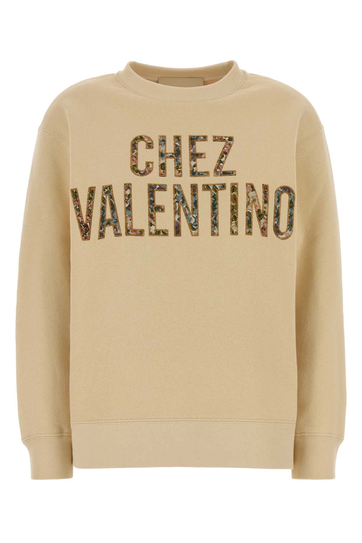 Valentino Garavani Women Beige Cotton Sweatshirt VALENTINO GARAVANI