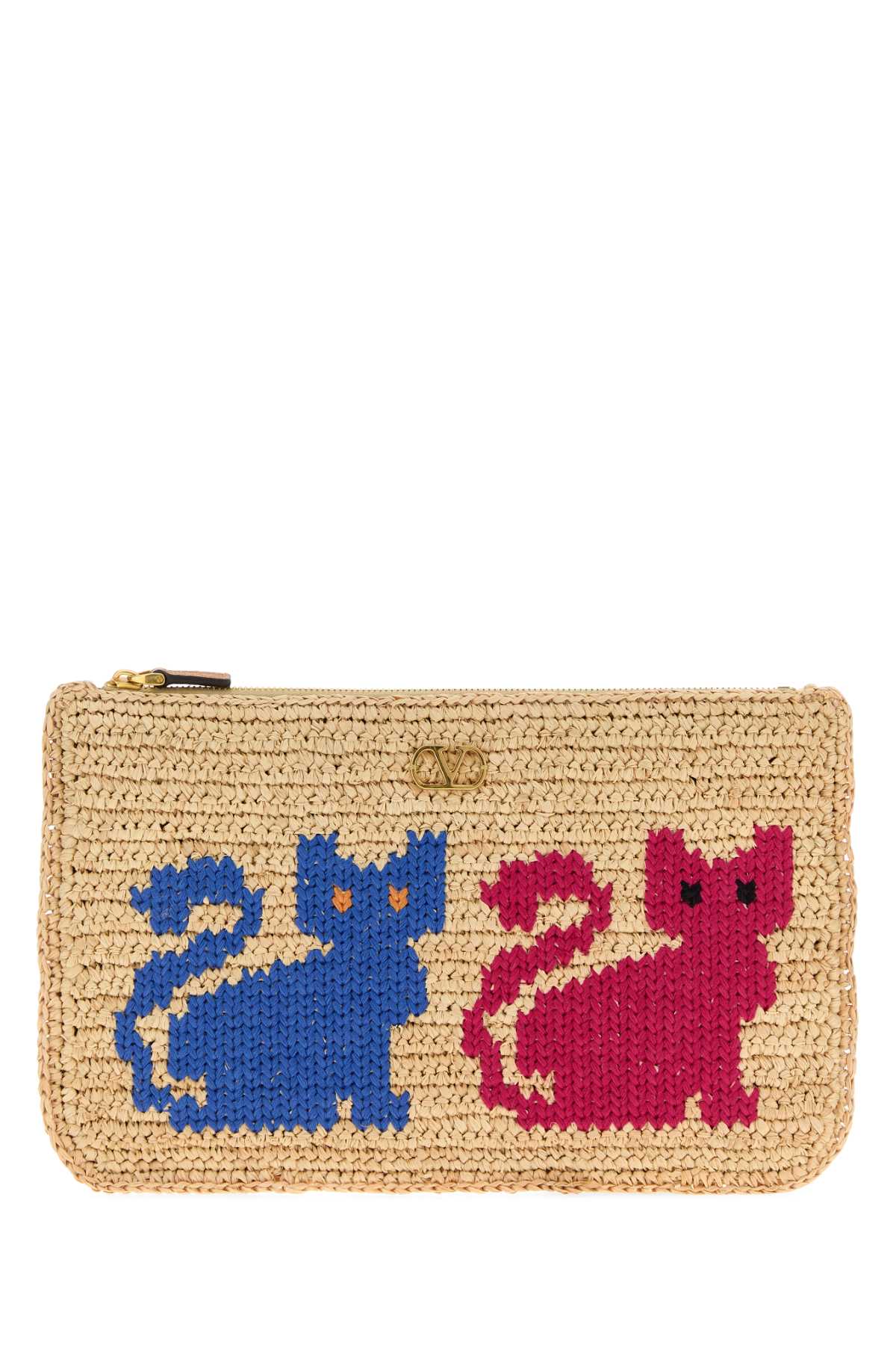Valentino Garavani Women Raffia Vlogo Signature Clutch VALENTINO GARAVANI
