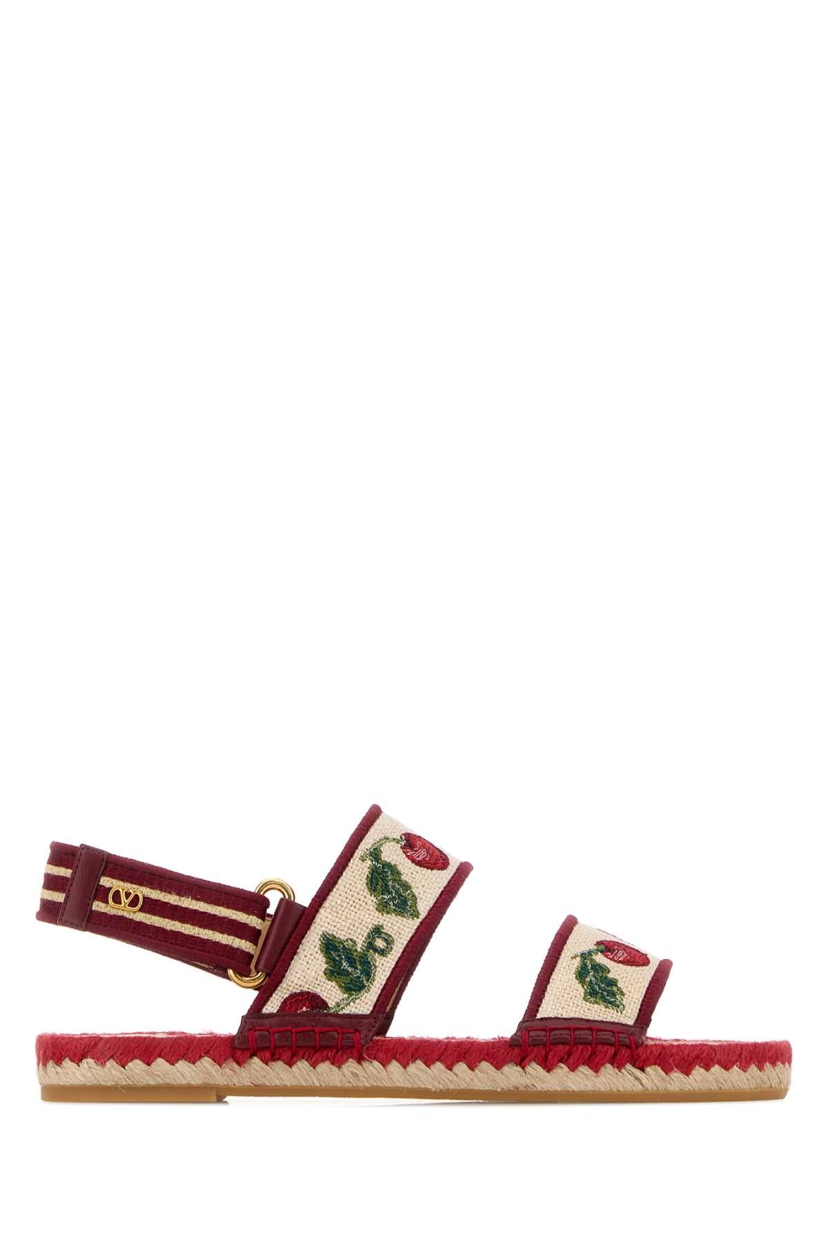 Valentino Garavani Women Embroidered Fabric Vlogo Signature Sandals VALENTINO GARAVANI