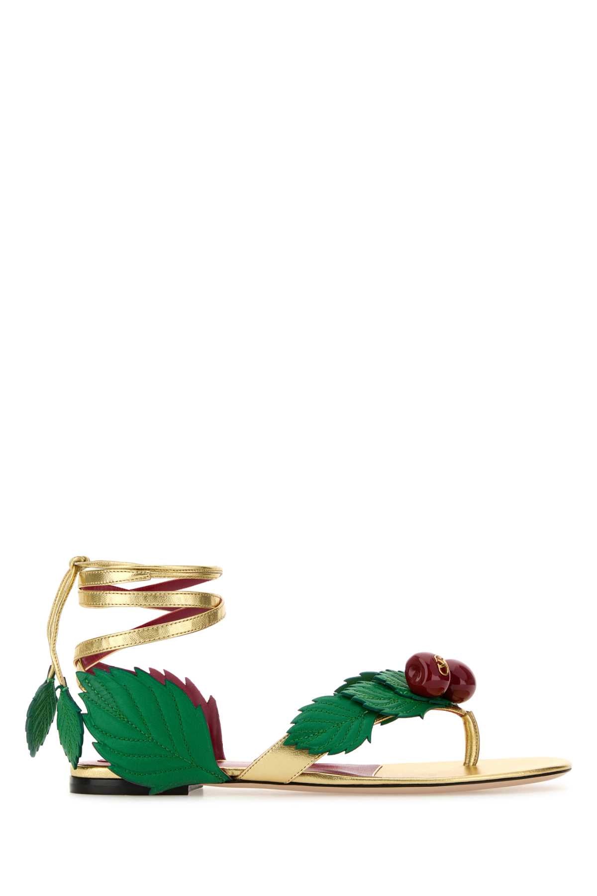 Valentino Garavani Women Multicolor Leather Cherryfic Thong Sandals