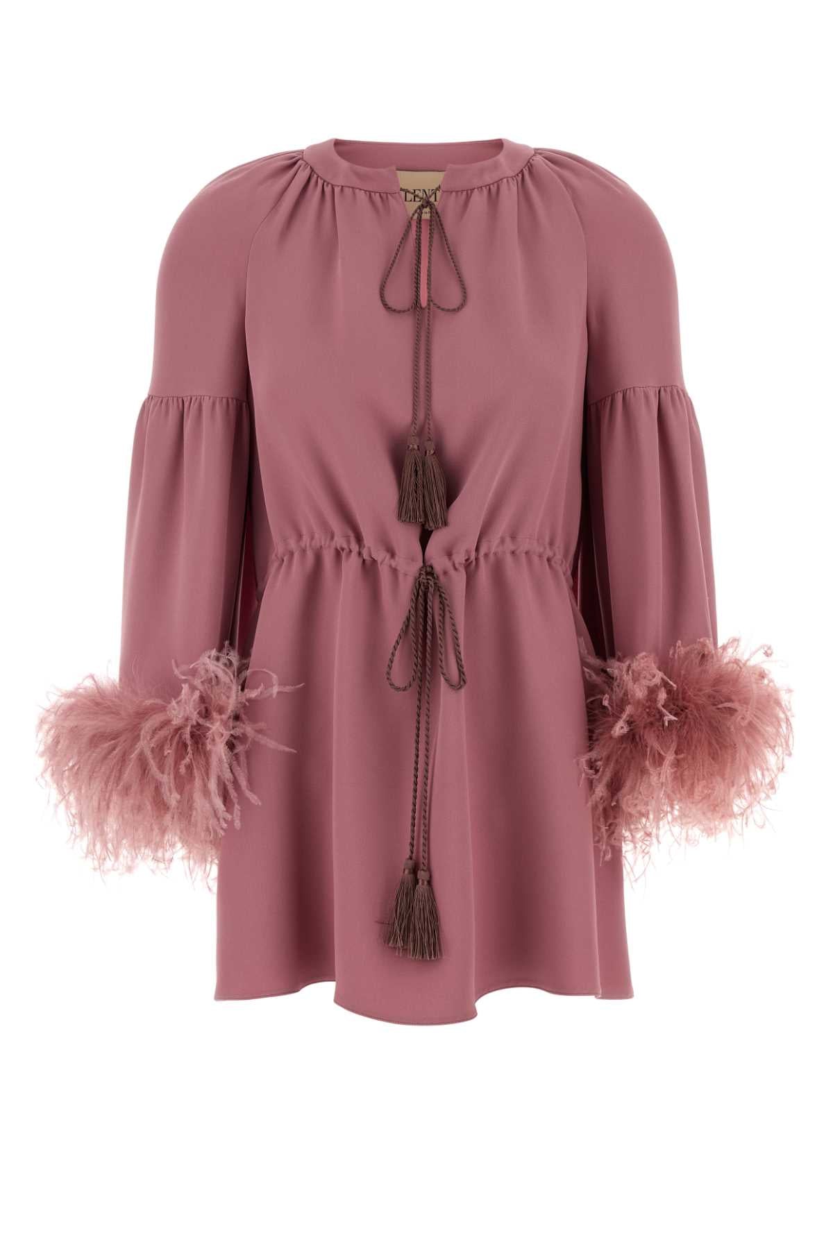 Valentino Garavani Women Antiqued Pink Crepe Couture Blouse VALENTINO GARAVANI