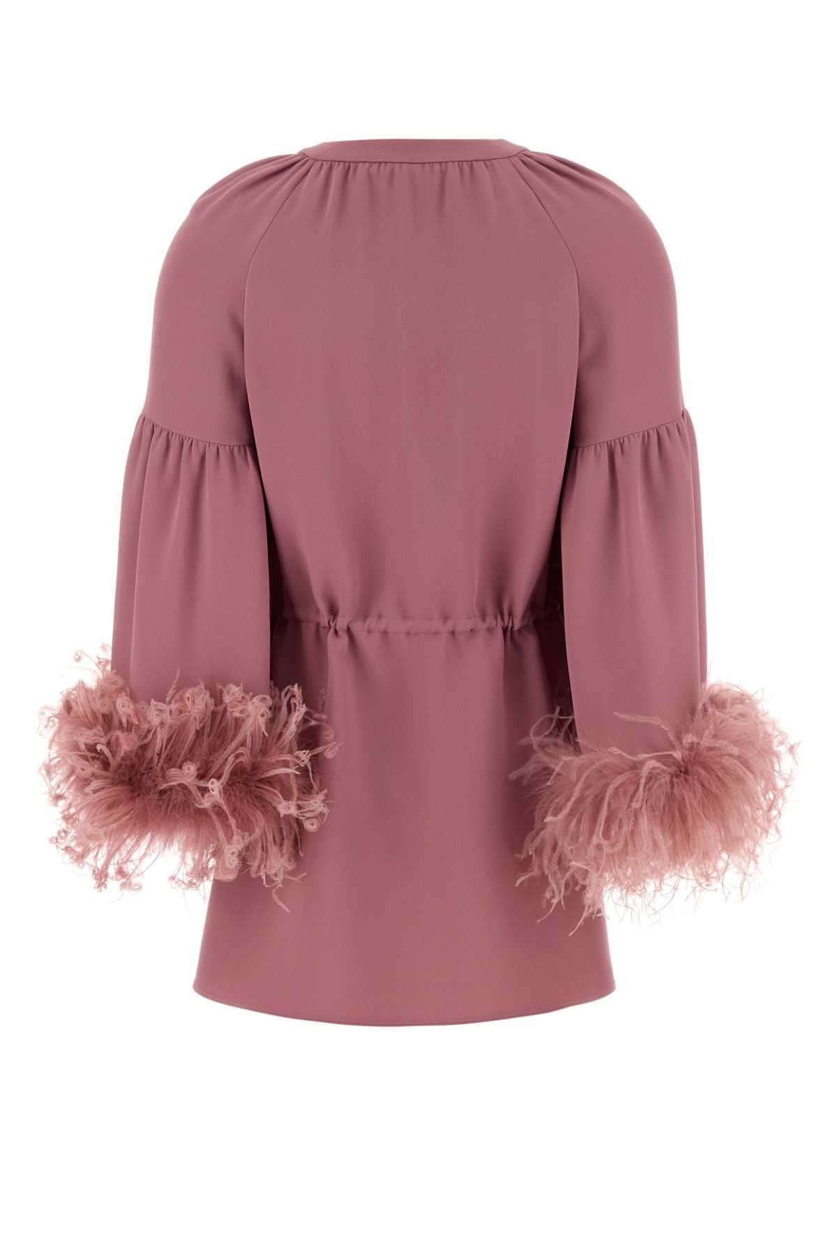 Valentino Garavani Women Antiqued Pink Crepe Couture Blouse VALENTINO GARAVANI