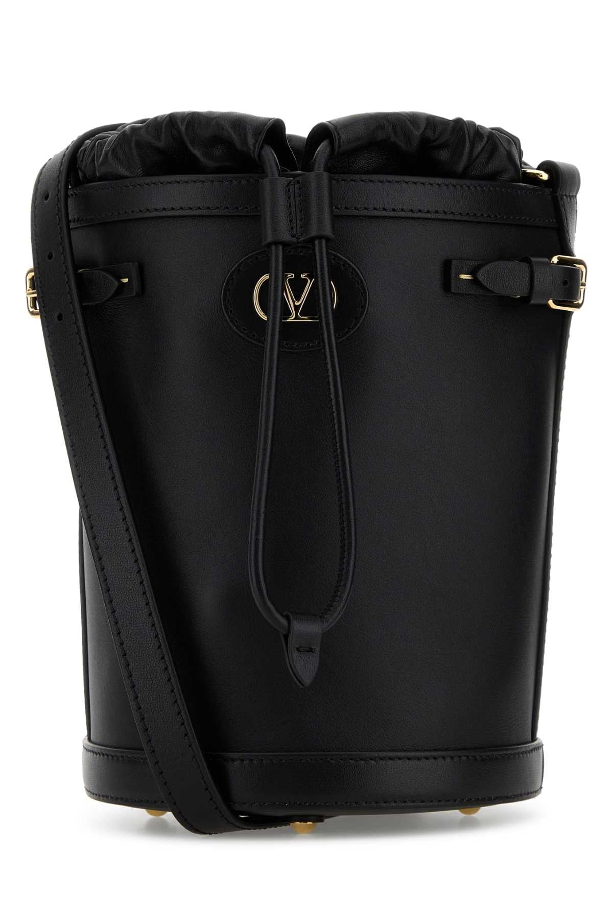 Valentino Garavani Women Black Leather Antibes Bucket Bag