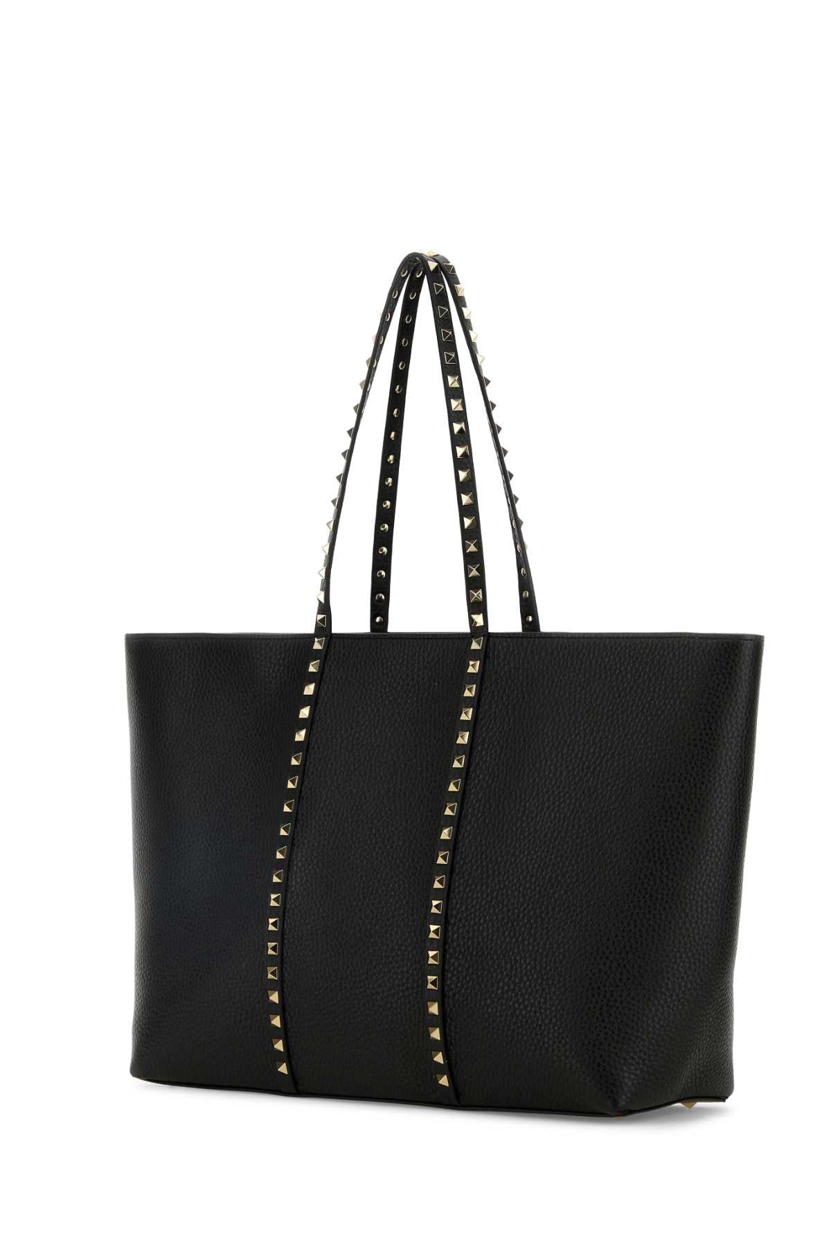 Valentino Garavani Women Black Leather Medium Rockstud Shopping Bag VALENTINO GARAVANI