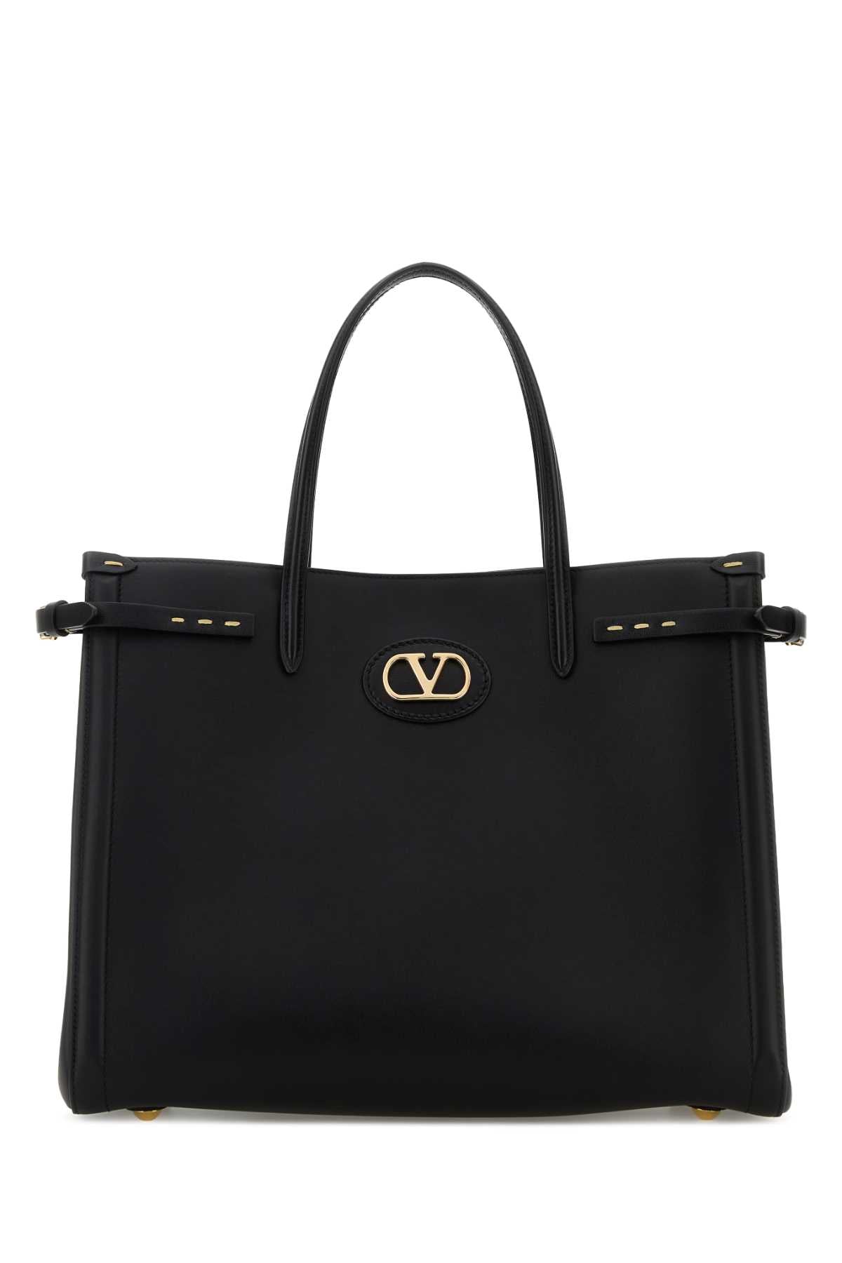 Valentino Garavani Women Black Leather Vlogo Signature Shopping Bag VALENTINO GARAVANI