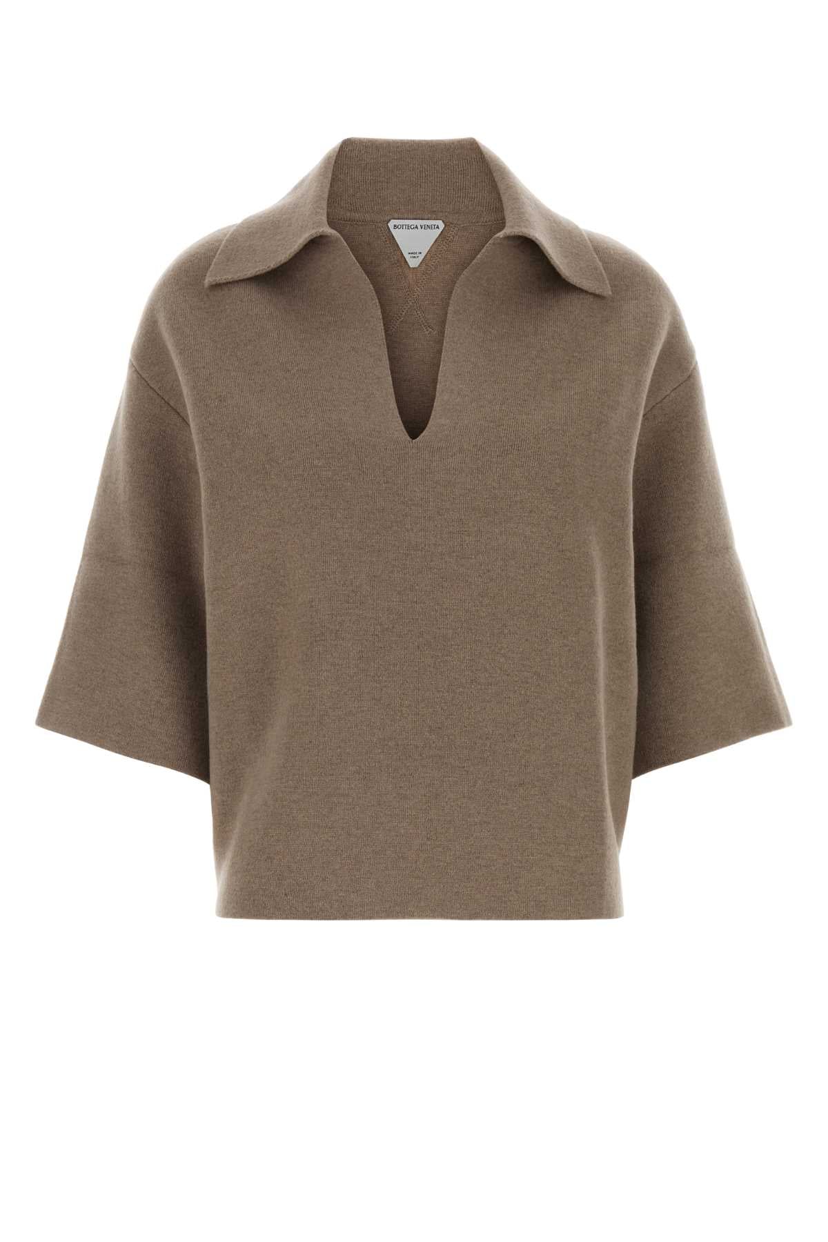 Bottega Veneta Women Cappuccino Cashmere Blend Polo Shirt BOTTEGA VENETA