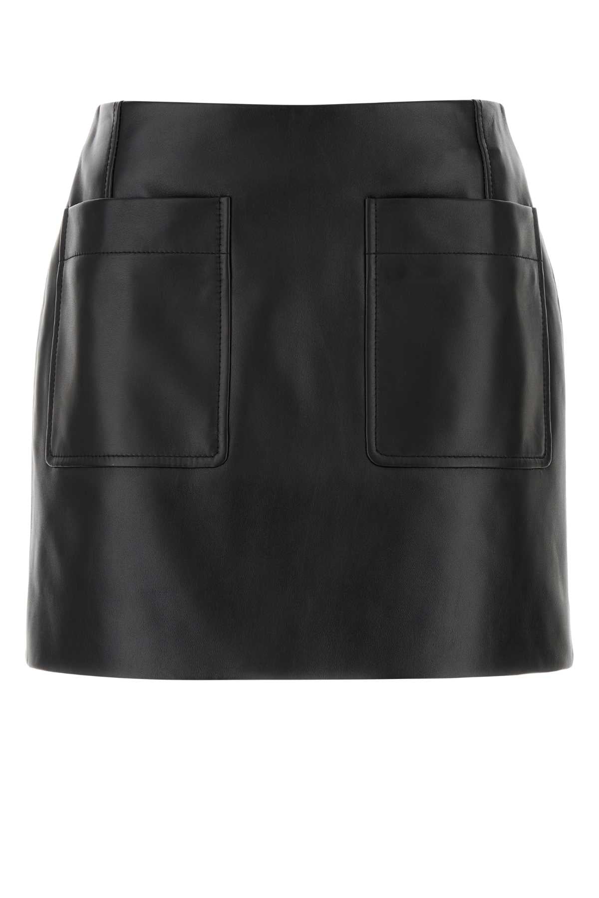 Bottega Veneta Women Black Leather Mini Skirt BOTTEGA VENETA