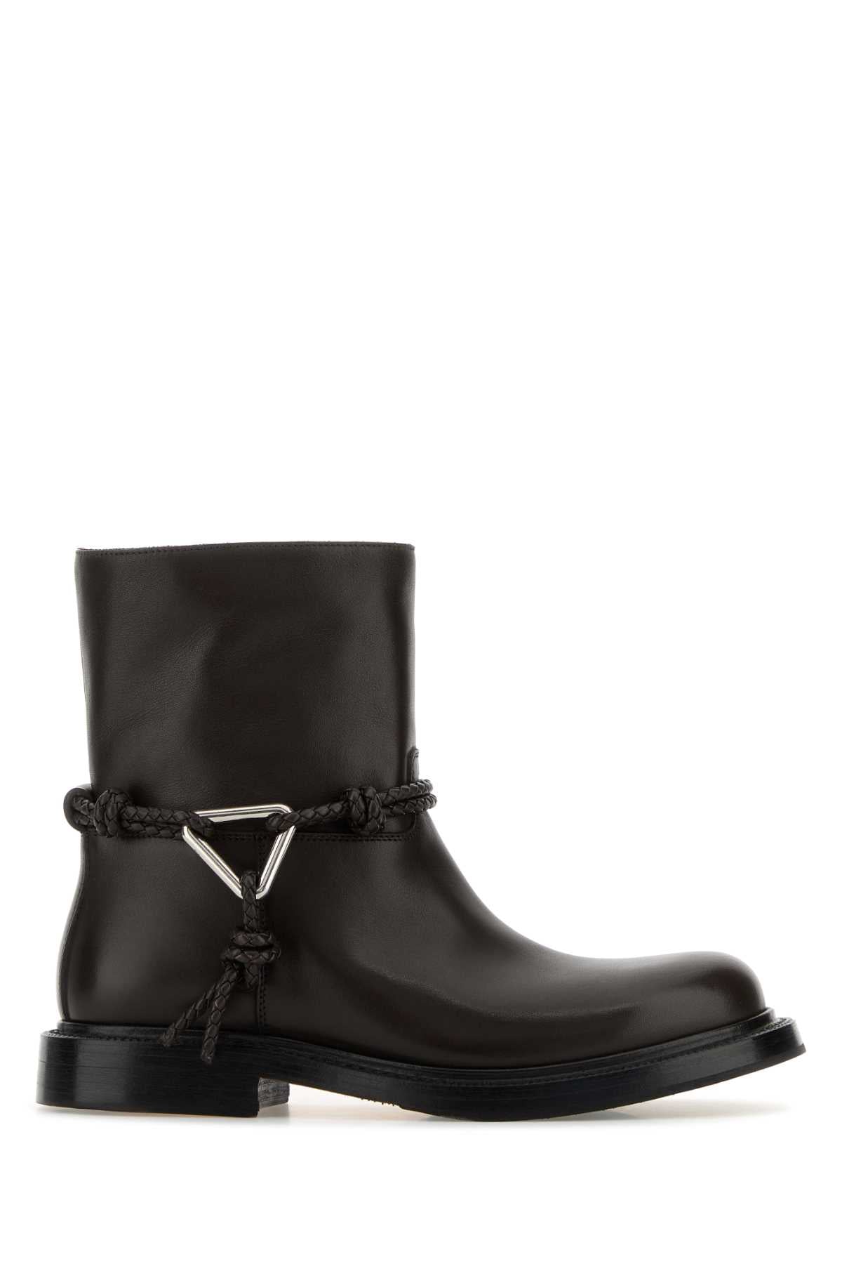 Bottega Veneta Women Dark Brown Leather James Ankle Boots BOTTEGA VENETA