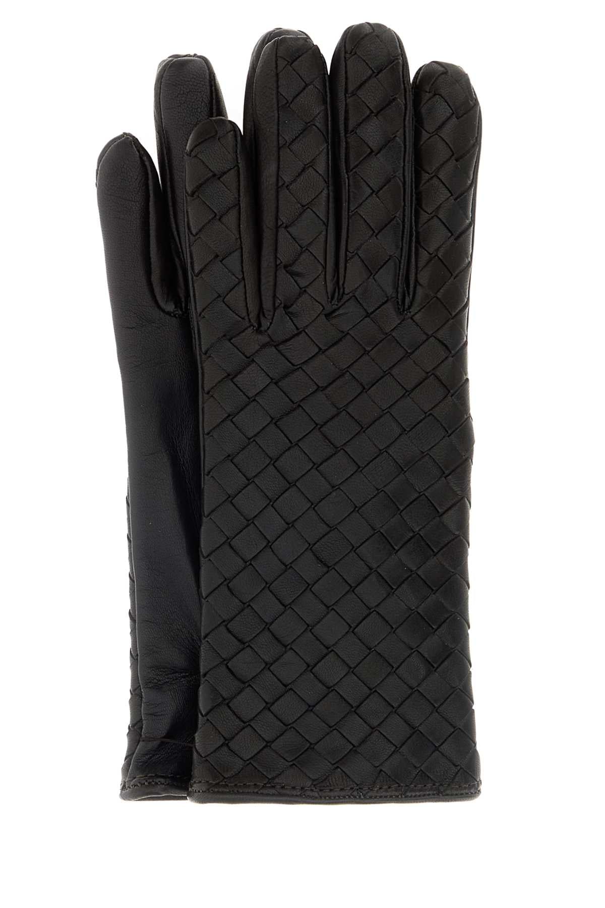 Bottega Veneta Women Dark Brown Leather Gloves BOTTEGA VENETA