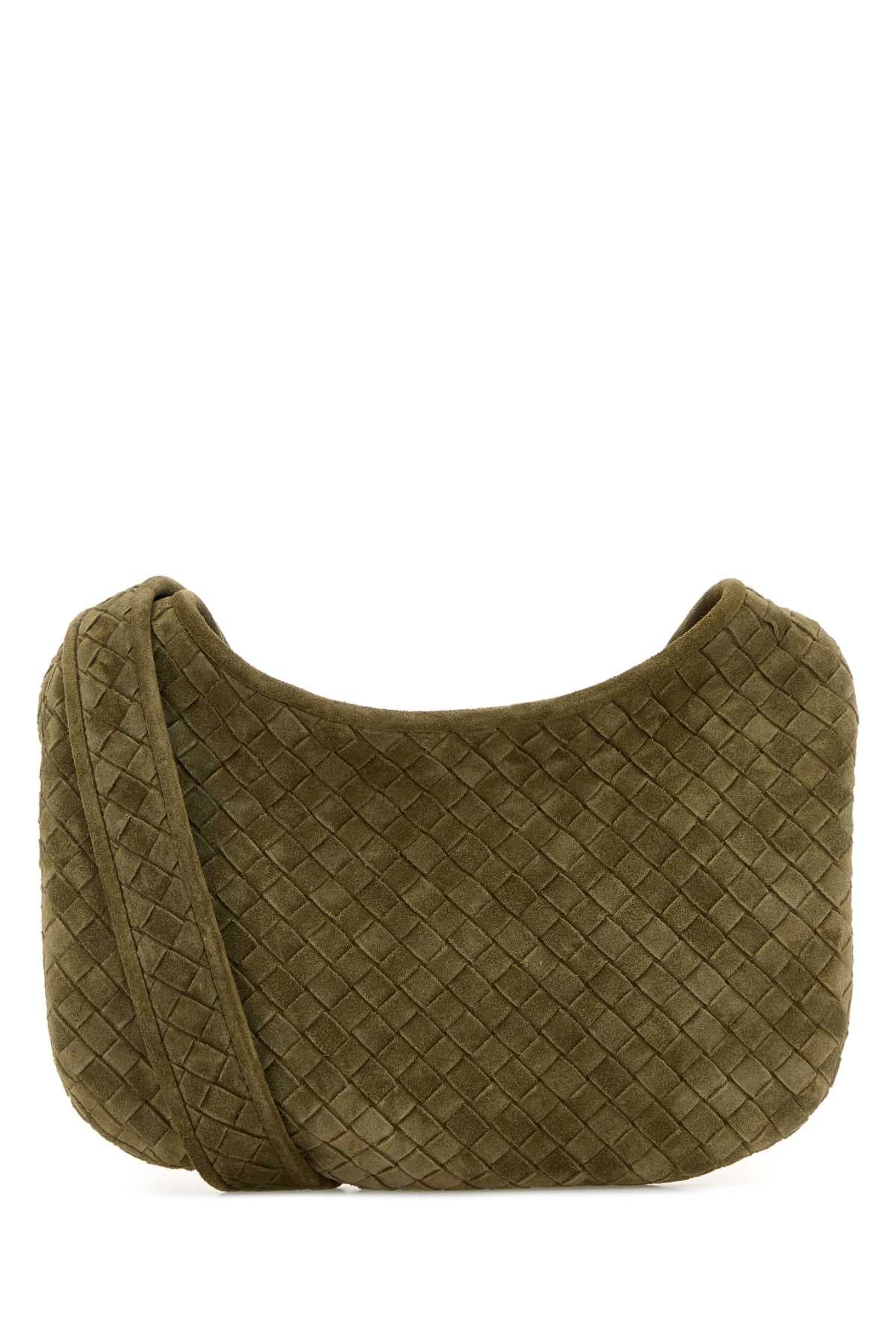 Bottega Veneta Men Sage Green Suede Crossbody Bag BOTTEGA VENETA