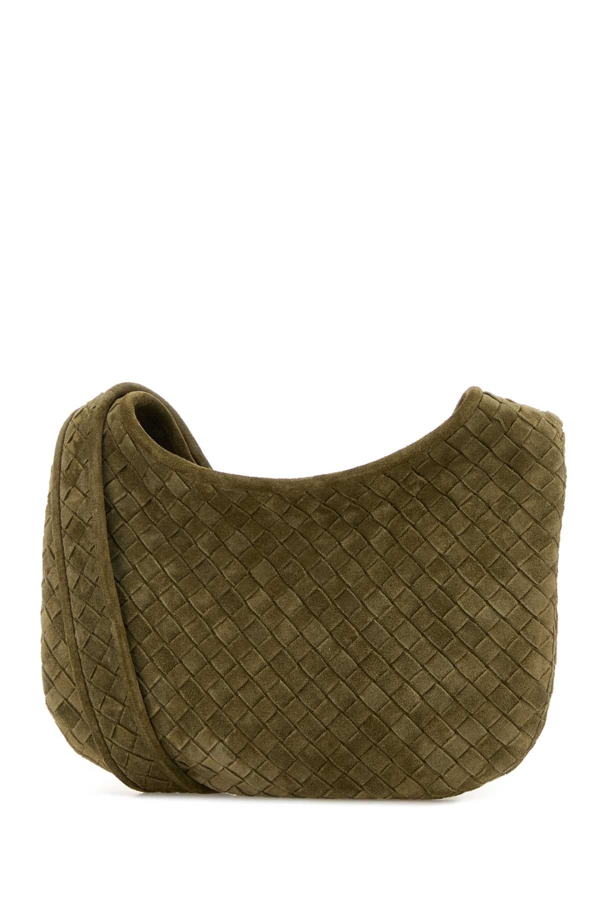 Bottega Veneta Men Sage Green Suede Crossbody Bag BOTTEGA VENETA