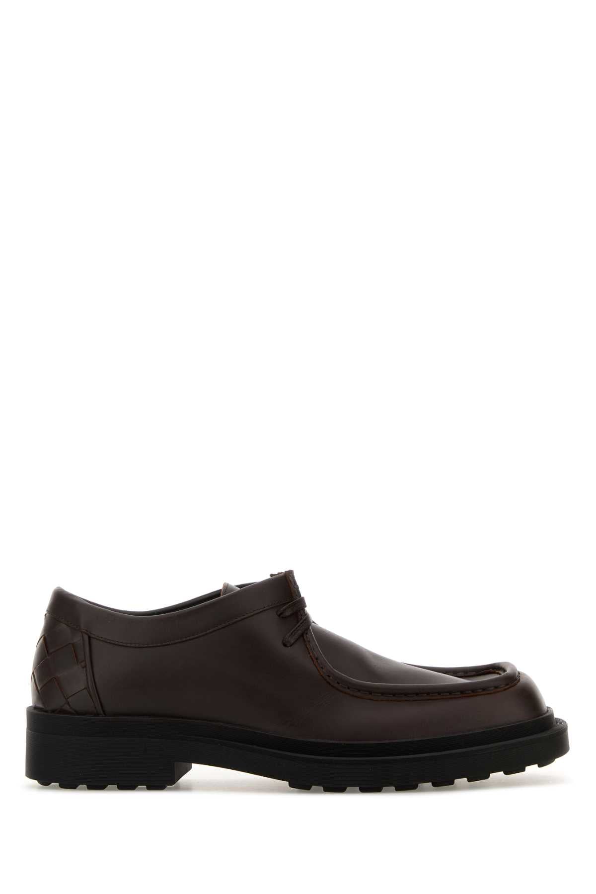 Bottega Veneta Men Dark Brown Leather Ben Lace-Up Shoes BOTTEGA VENETA