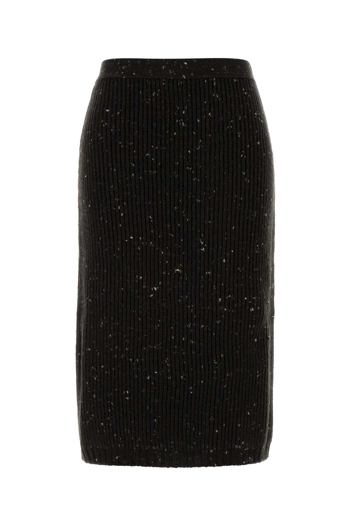 Bottega Veneta Women Melange Dark Brown Wool Blend Skirt