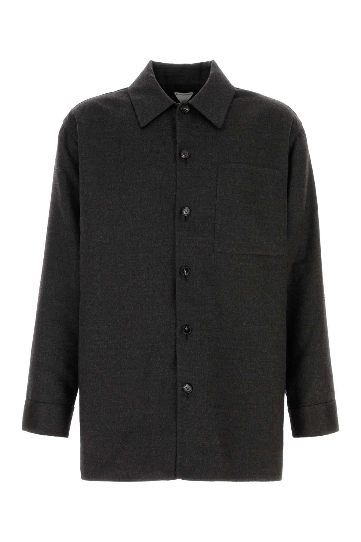 Bottega Veneta Men Dark Grey Flannel Shirt