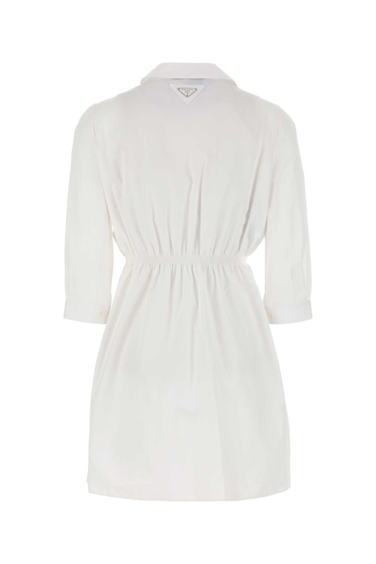 Prada Women White Poplin Shirt Dress PRADA