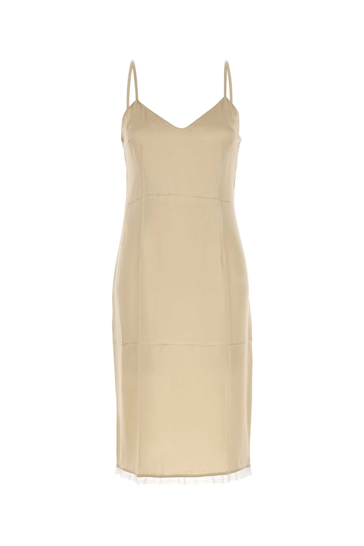 Prada Women Beige Satin Dress PRADA