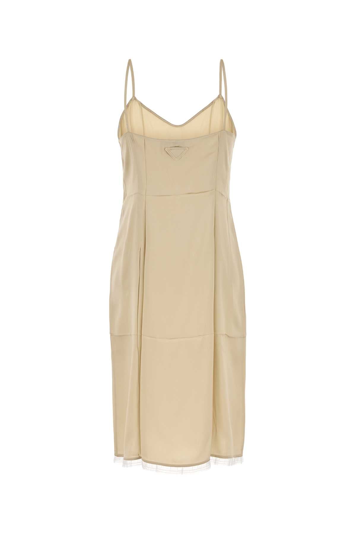 Prada Women Beige Satin Dress PRADA