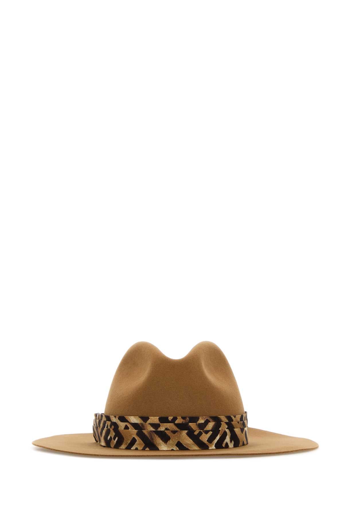 Fendi Women Camel Felt Hat FENDI