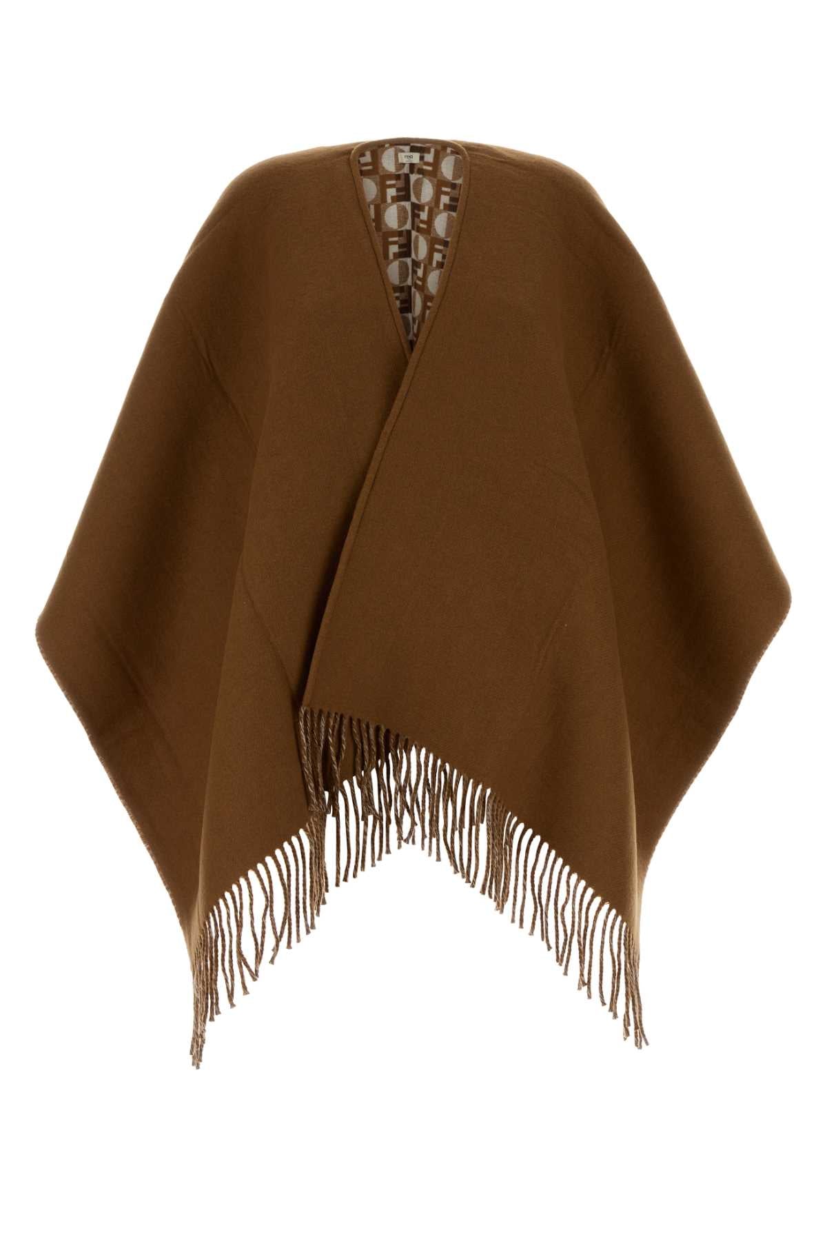 Fendi Women Biscuit Wool Blend Reversible Cape FENDI