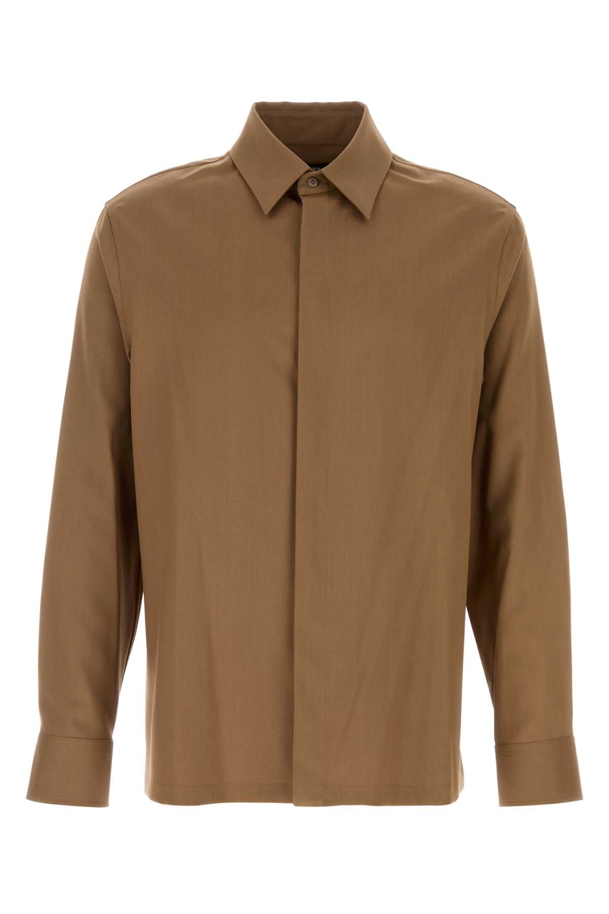 Fendi Men Camel Wool Shirt FENDI