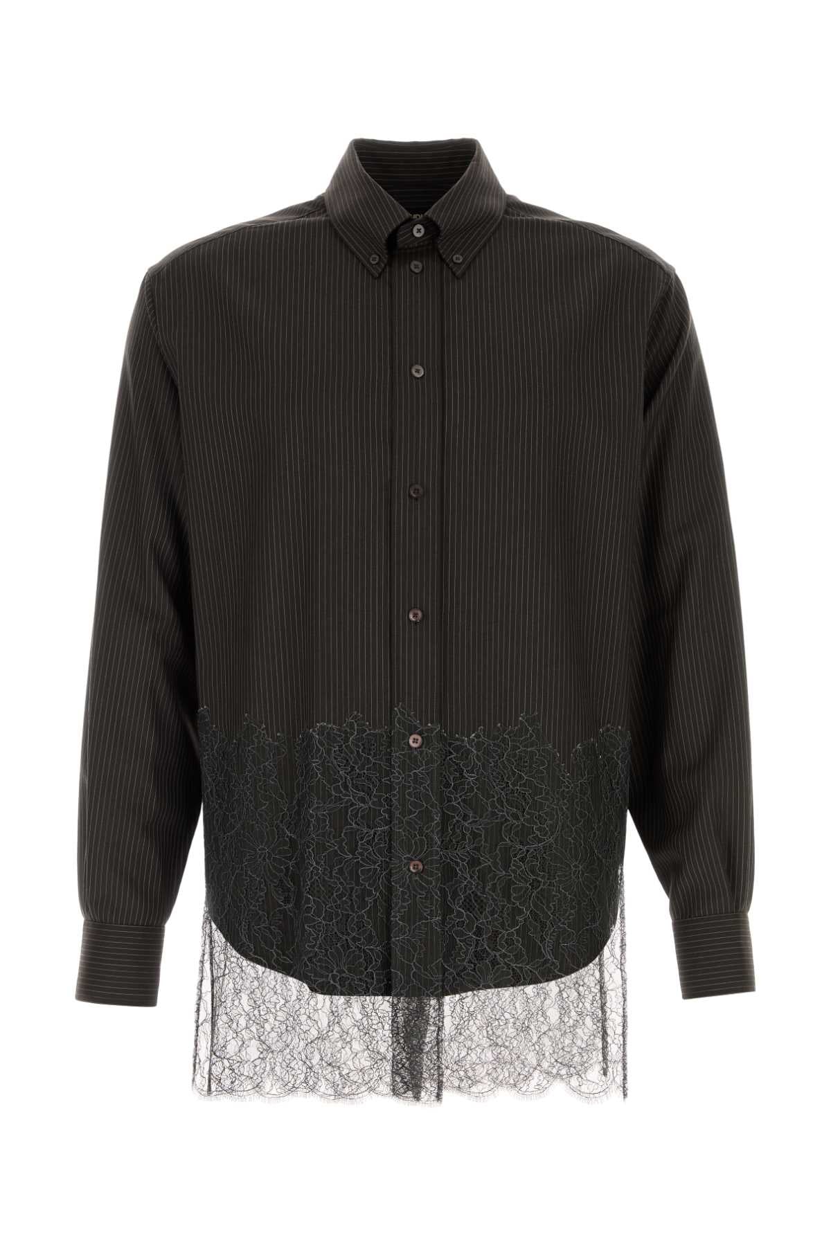 Fendi Men Embroidered Wool Shirt