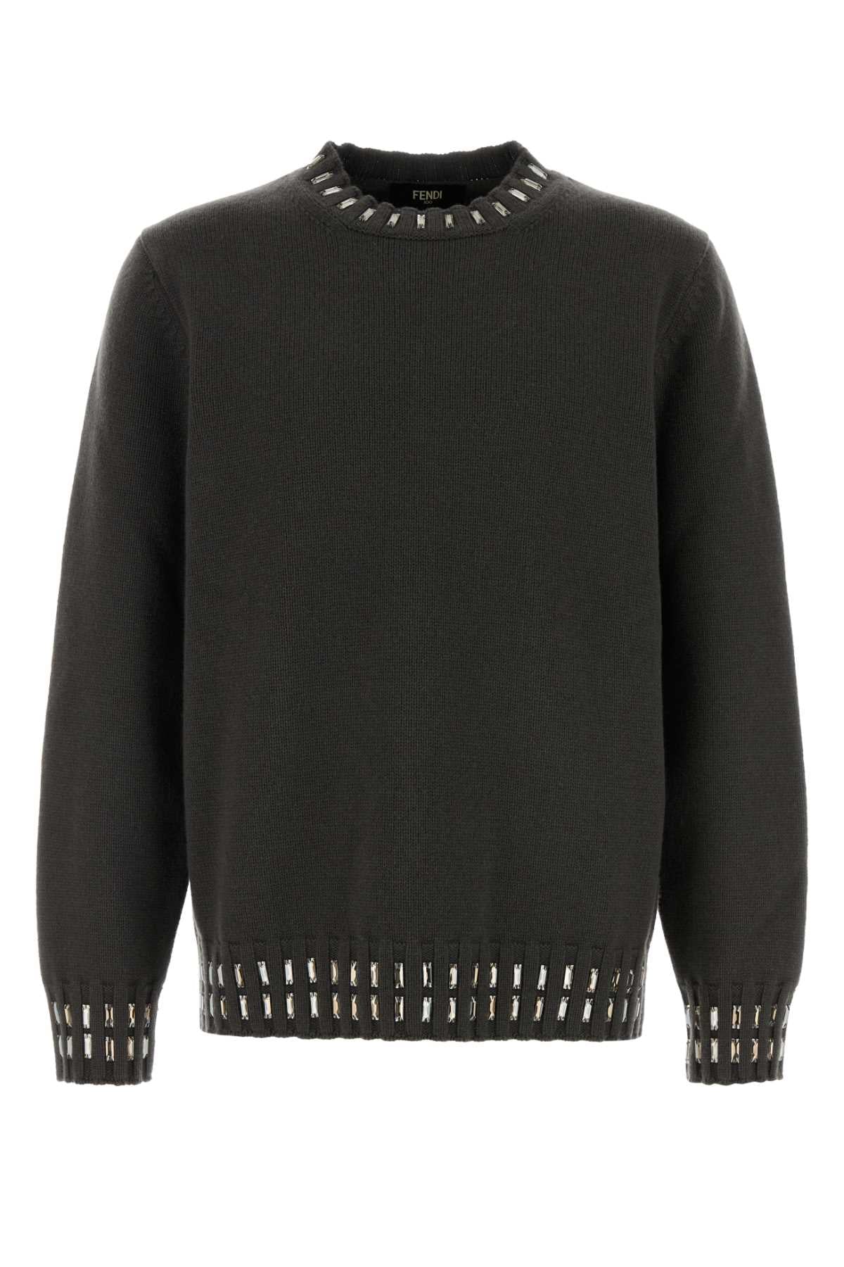 Fendi Men Charcoal Wool Blend Sweater FENDI