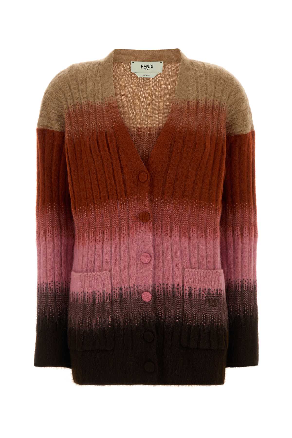 Fendi Women Multicolor Stretch Mohair Blend Cardigan FENDI