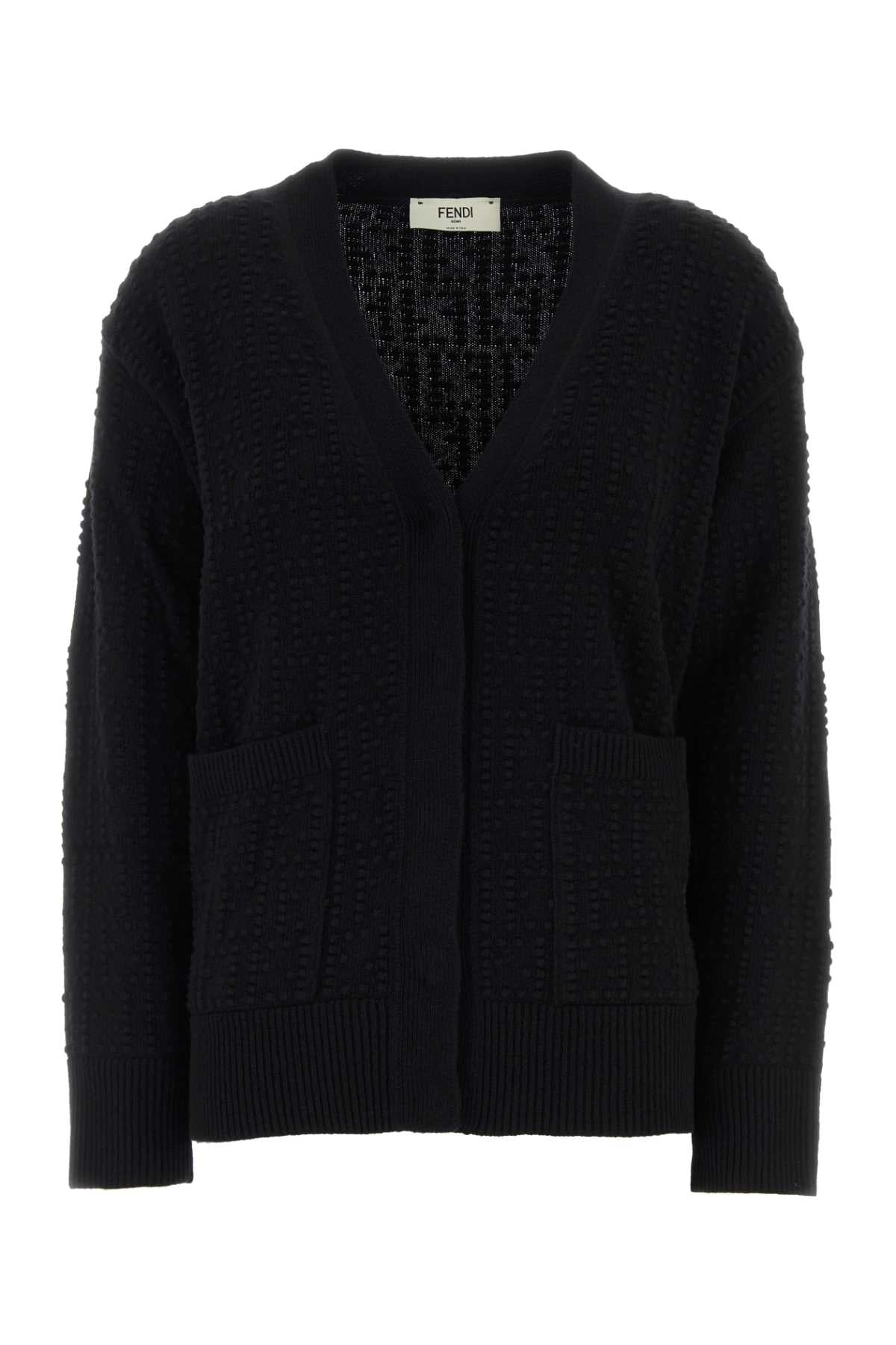 Fendi Women Black Wool Blend Cardigan FENDI