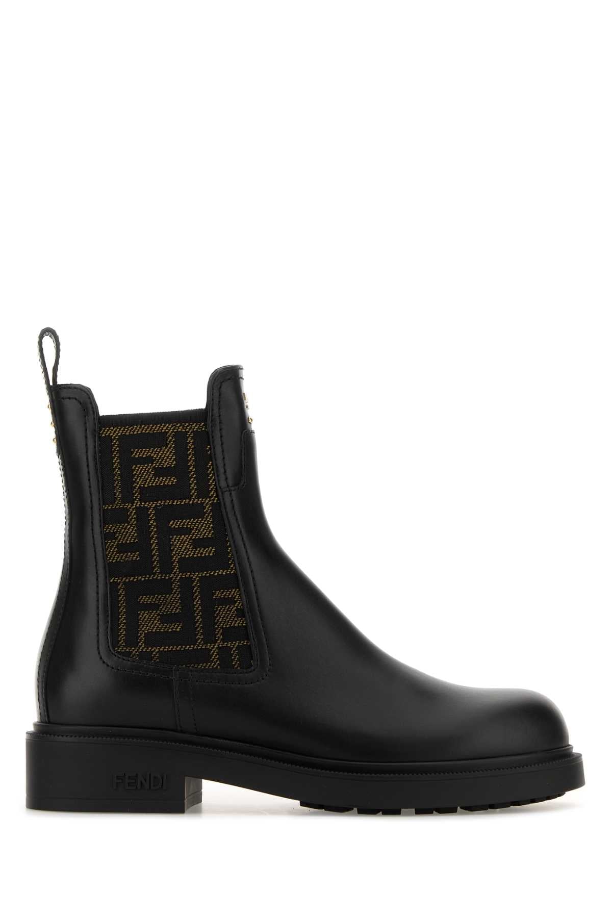 Fendi Women Black Leather Fendi Filo Ankle Boots FENDI