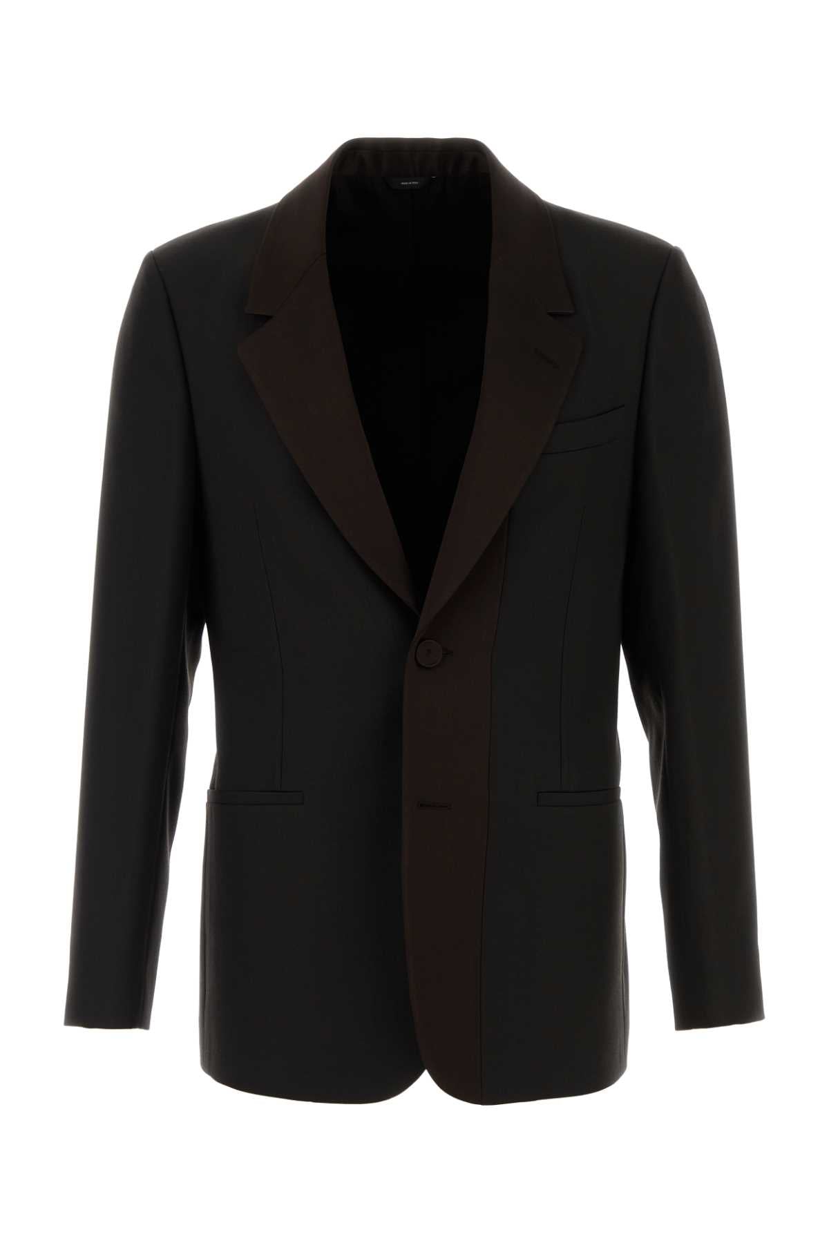 Fendi Men Dark Brown Gabardine Blazer FENDI