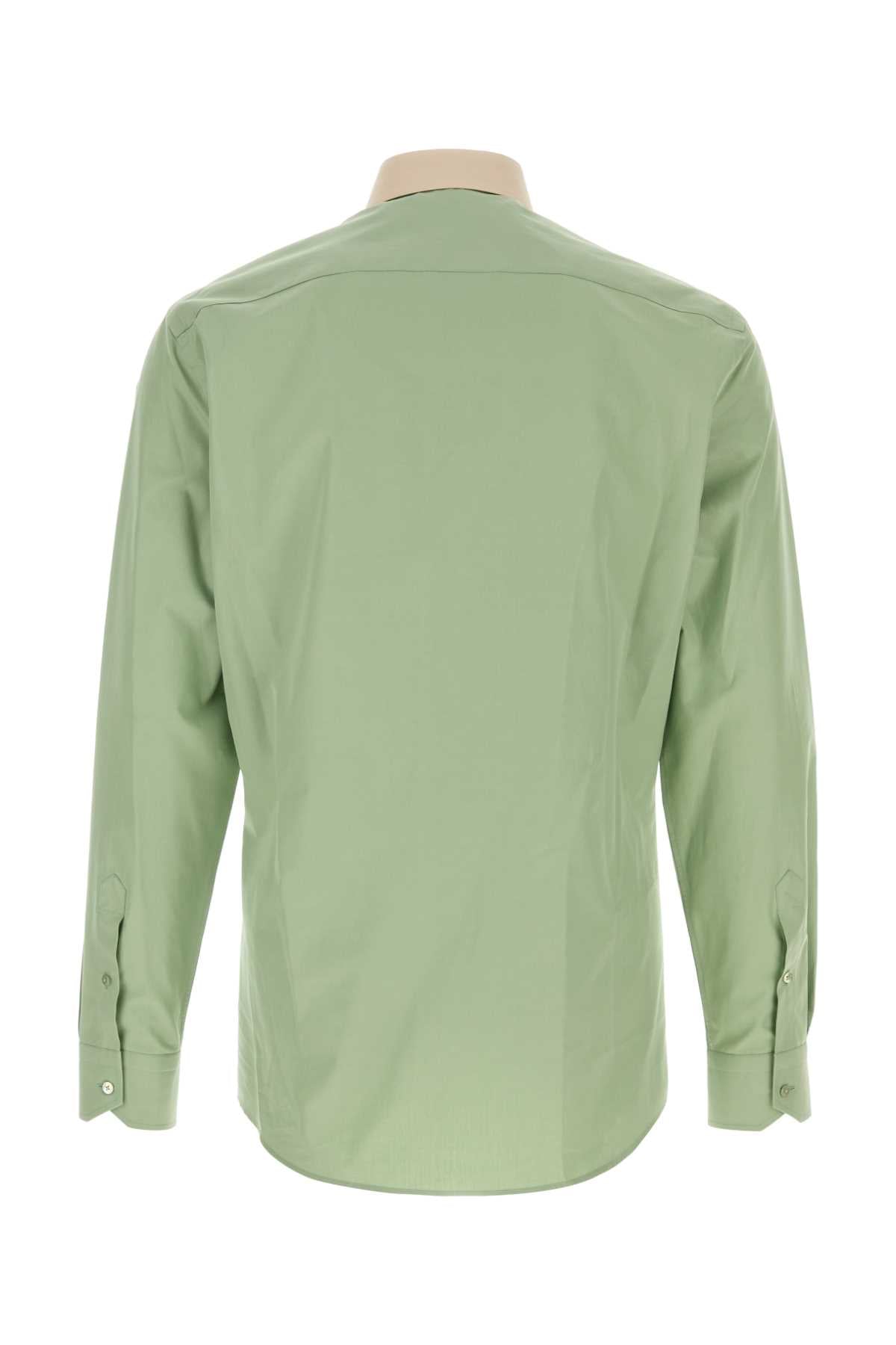 Fendi Men Pastel Green Poplin Shirt FENDI